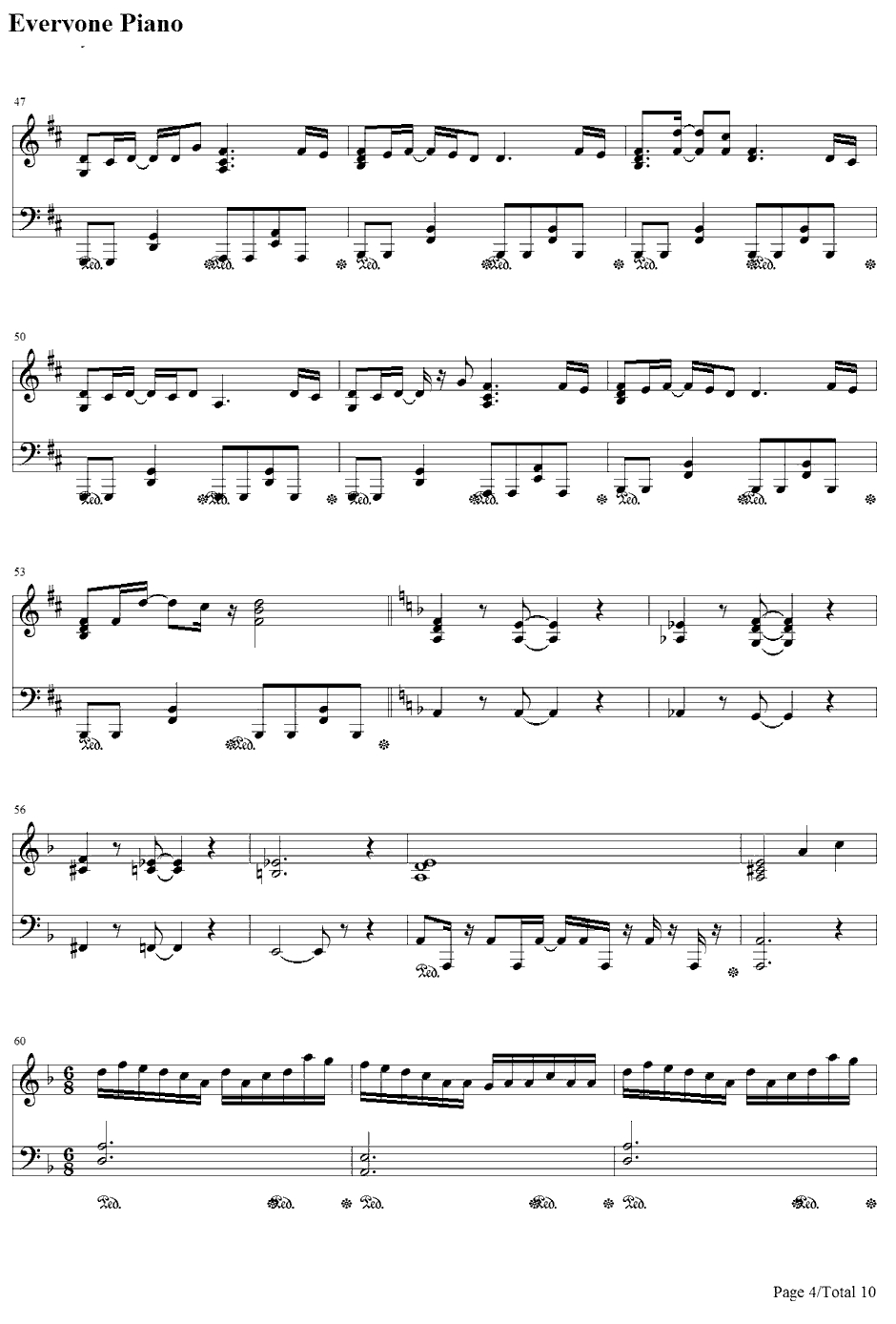 dorchadas钢琴谱-Rita-漆黒のシャルノスOP4