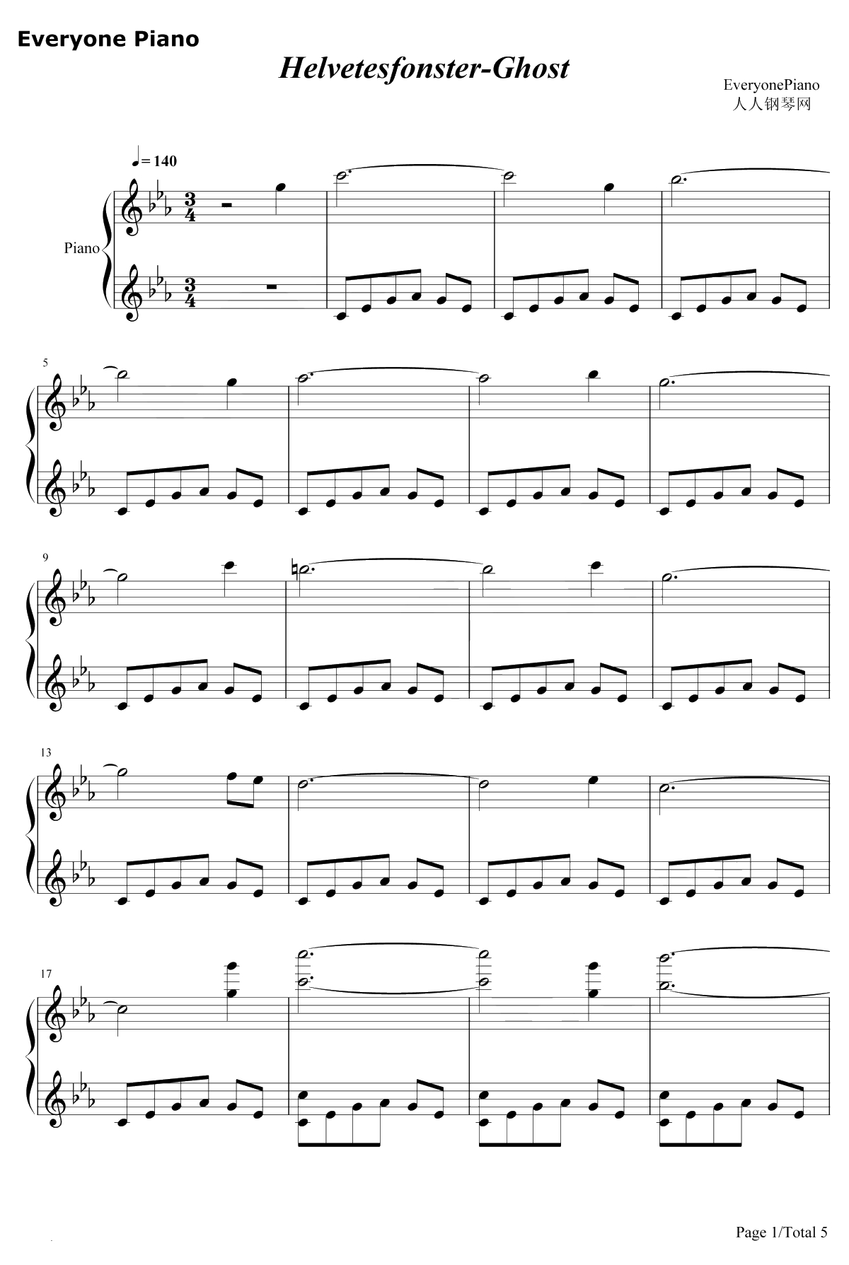 Helvetesfonster钢琴谱-Ghost1