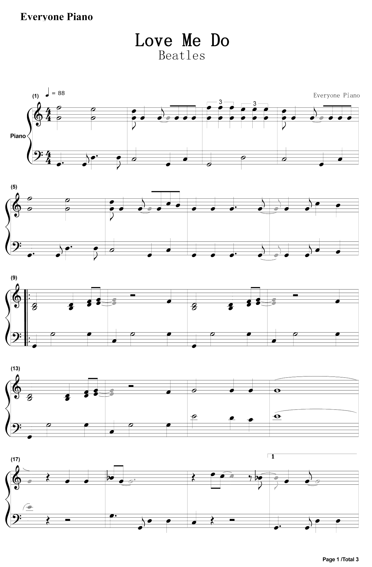 LoveMeDo钢琴谱-TheBeatles1