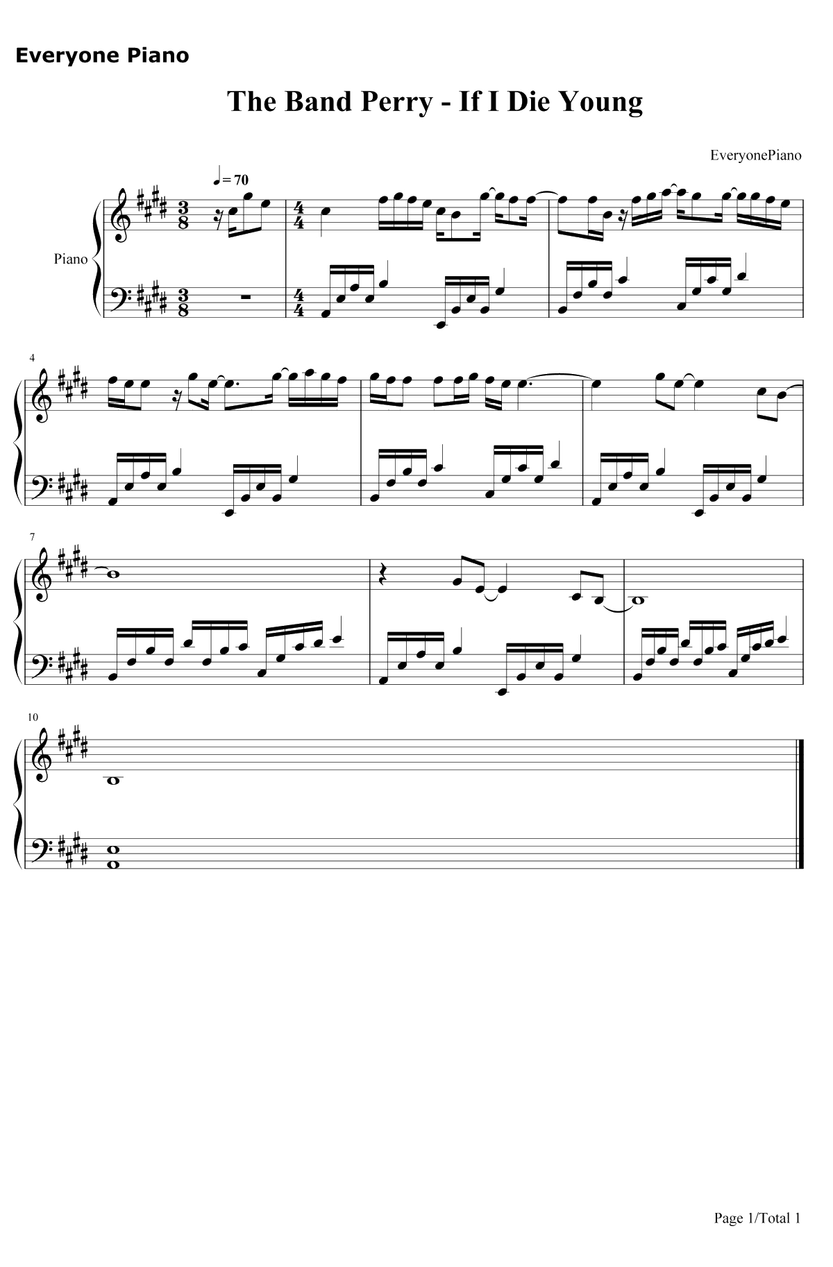 If IDie Young钢琴谱-TheBandPerry1