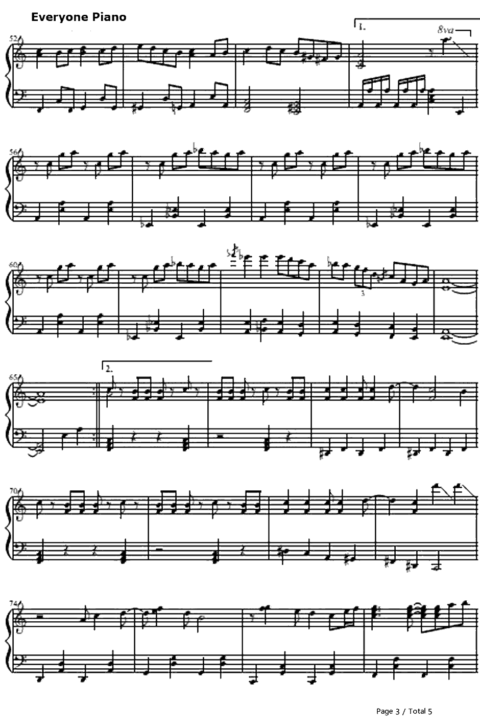 ドミノ倒シ钢琴谱-初音ミク3