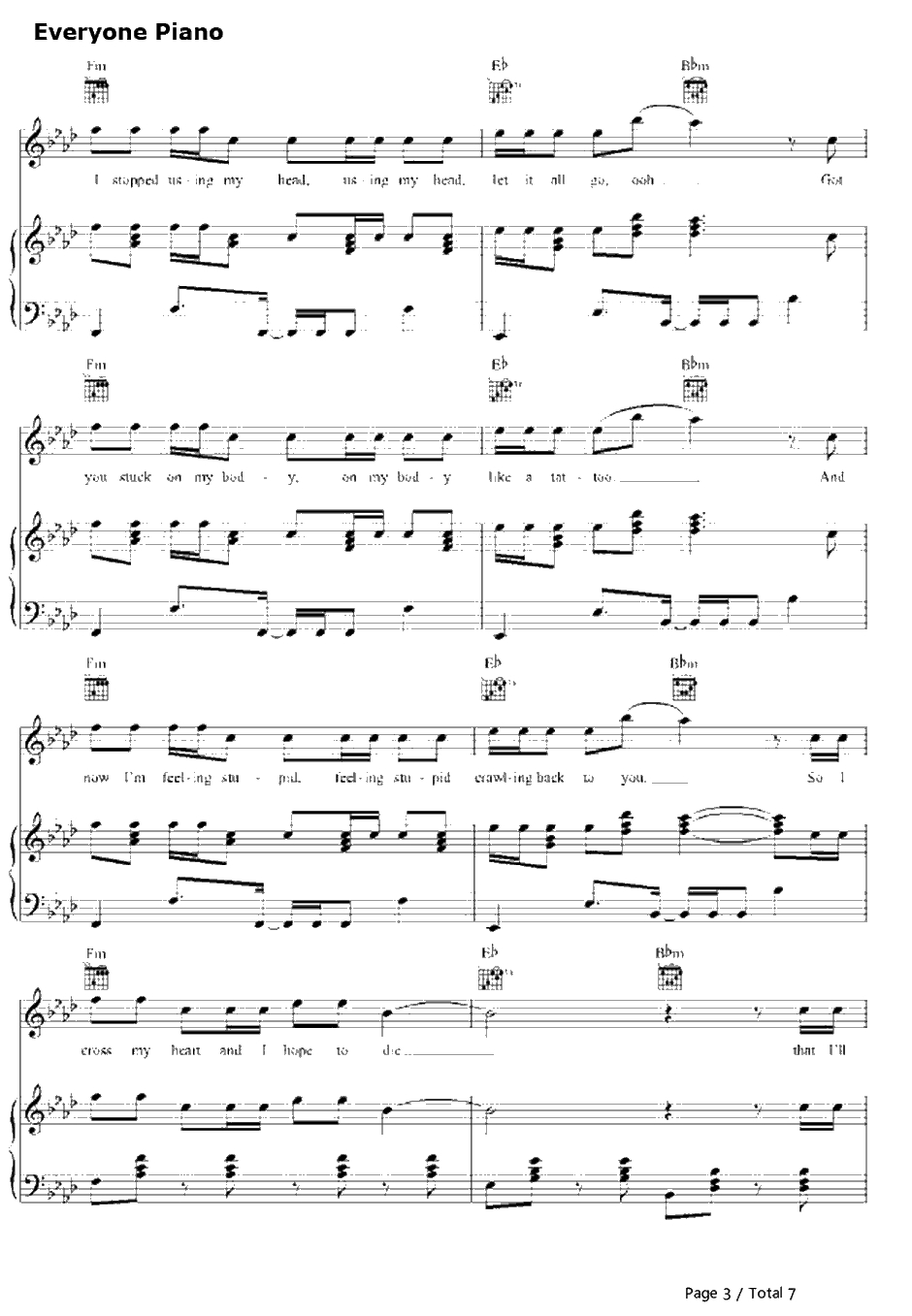 One More Night钢琴谱-Maroon53