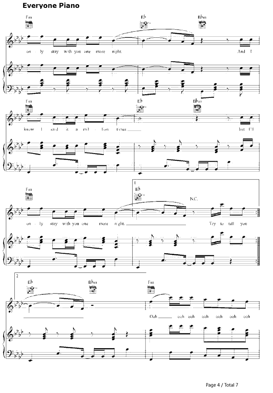 One More Night钢琴谱-Maroon54