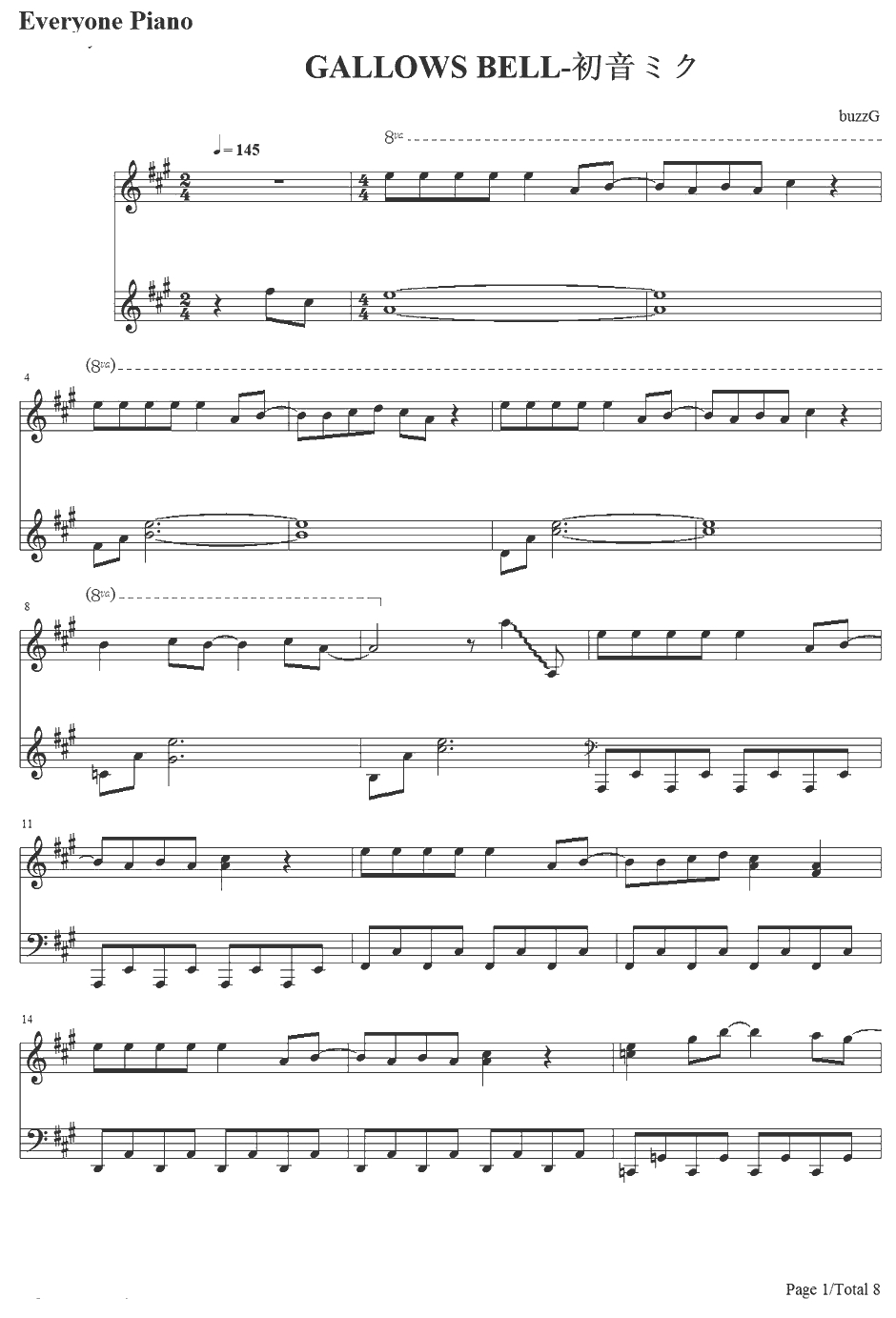 GALLOWS BELL钢琴谱-初音ミク1