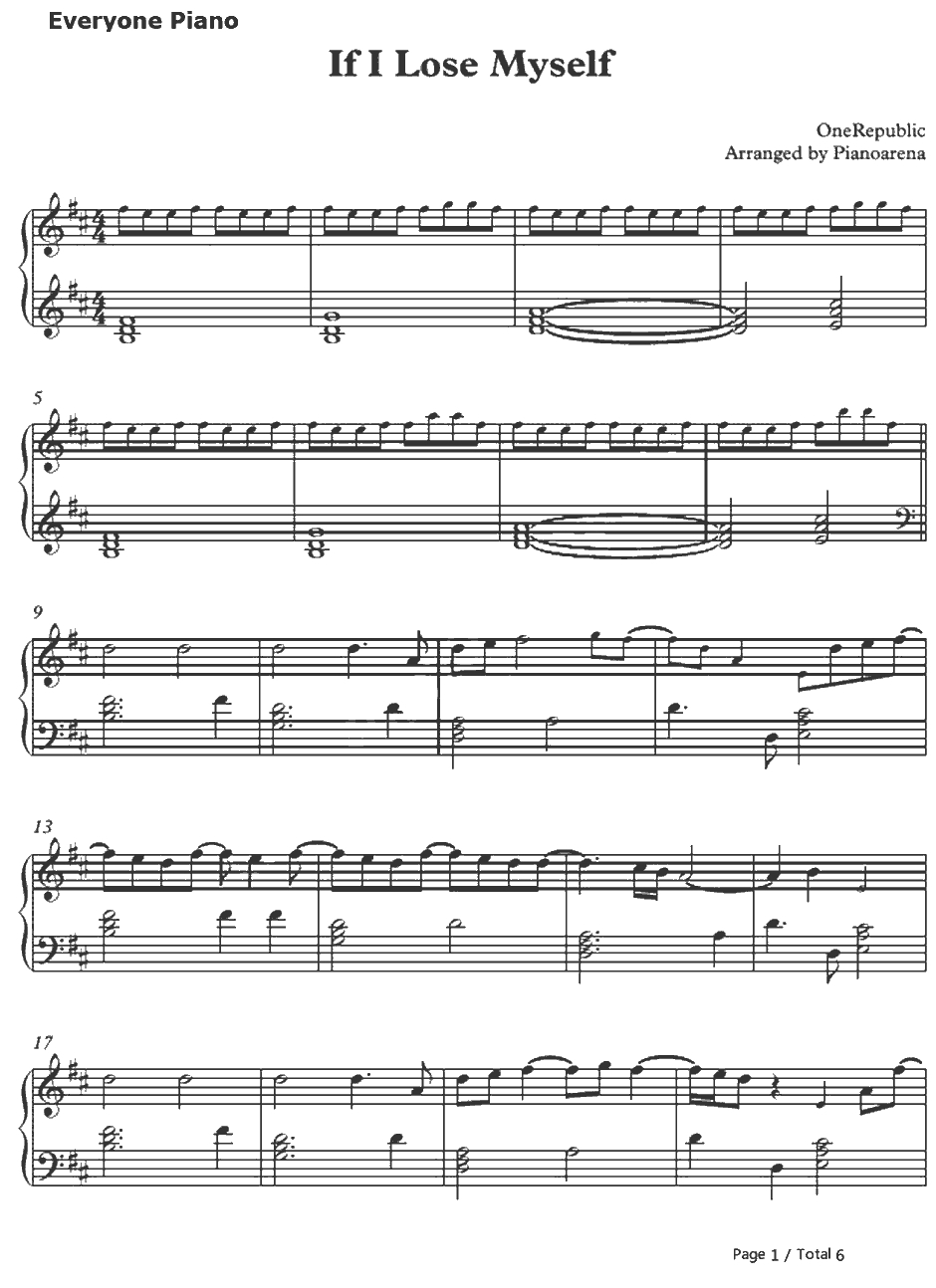 If ILose Myself钢琴谱-OneRepublic1