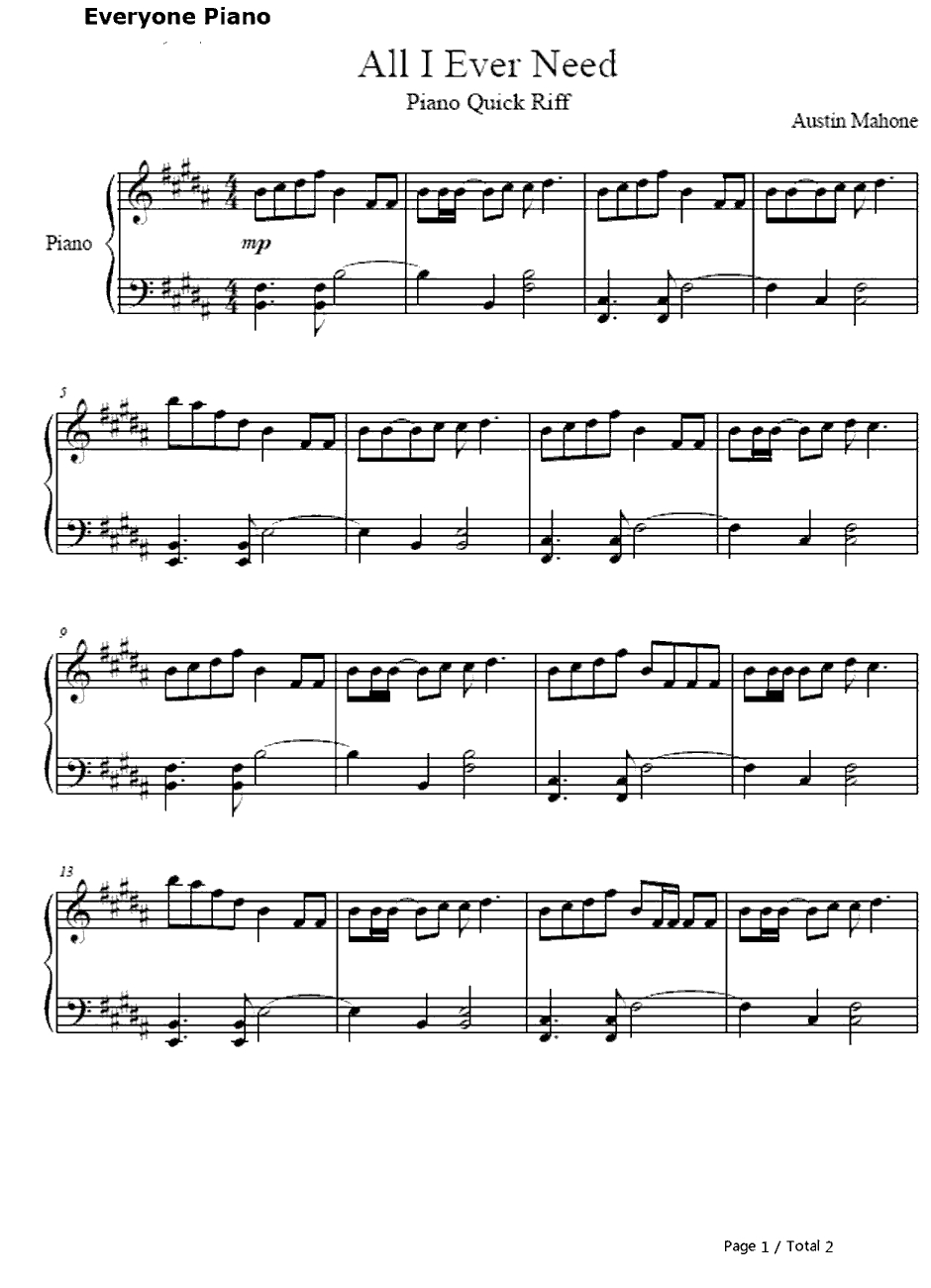 All I Ever Need钢琴谱-AustinMahone1