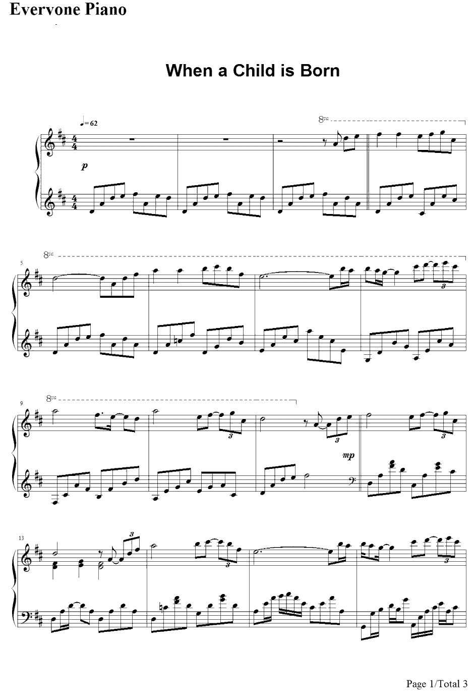 When a Child is Born钢琴谱-JohnnyMathis-人狼之恋主题曲1