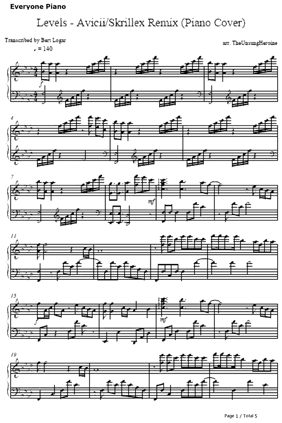 Levels(SkrillexRemix)钢琴谱-Avicii1