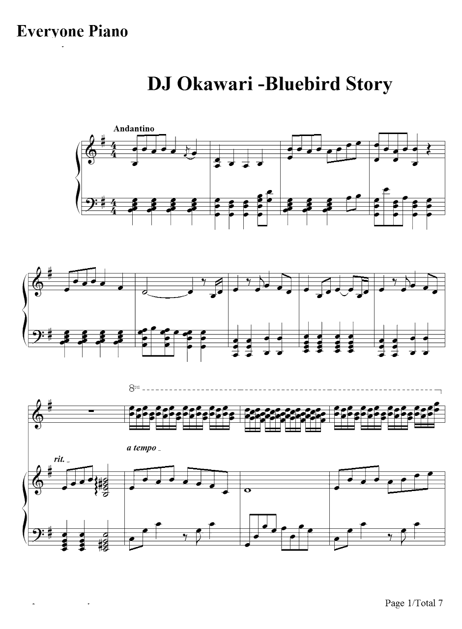 Bluebird Story钢琴谱-DJOkawari1