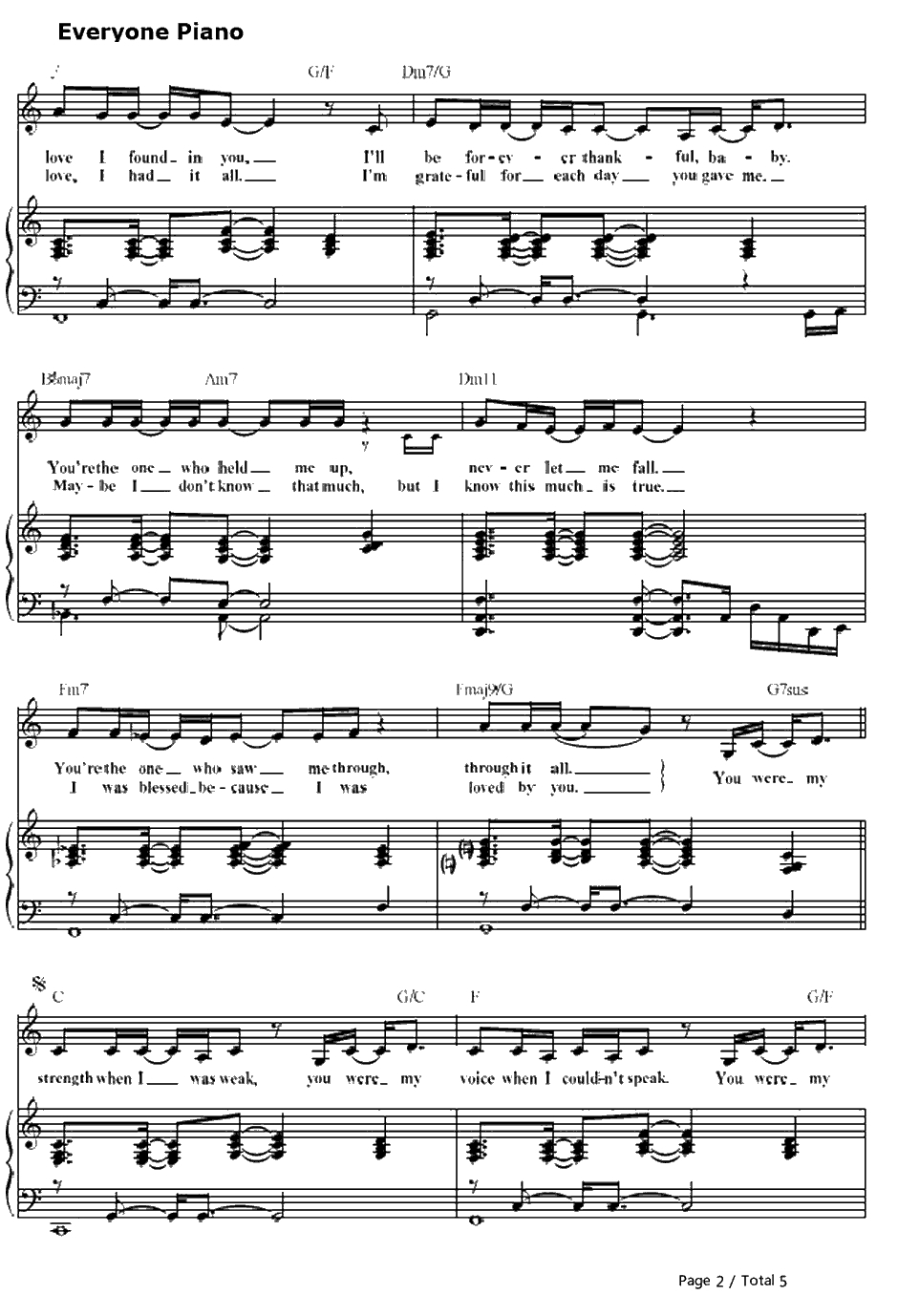 Because You Loved Me钢琴谱-席琳·迪翁（CelineDion）-战地之恋主题曲2