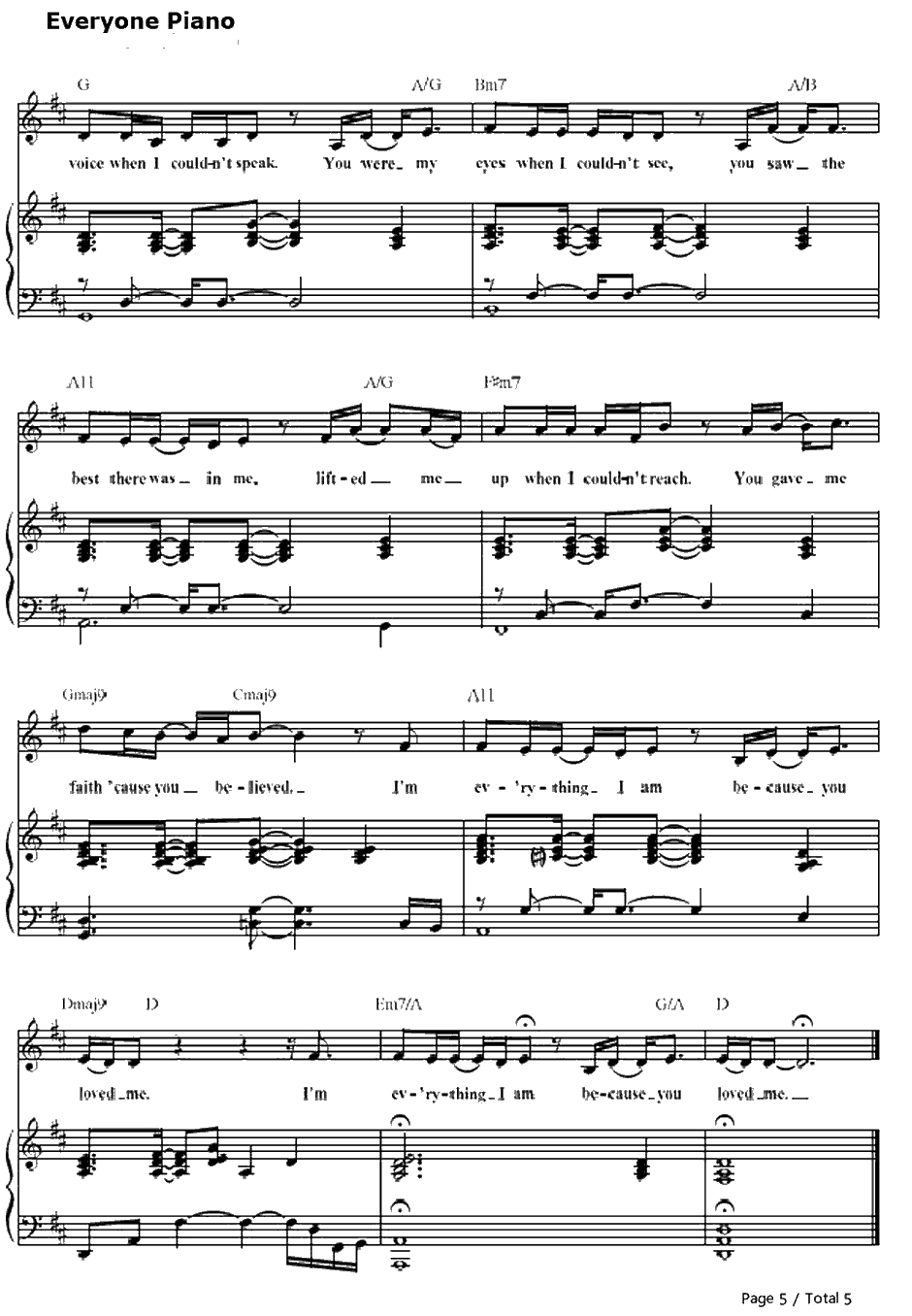 Because You Loved Me钢琴谱-席琳·迪翁（CelineDion）-战地之恋主题曲5