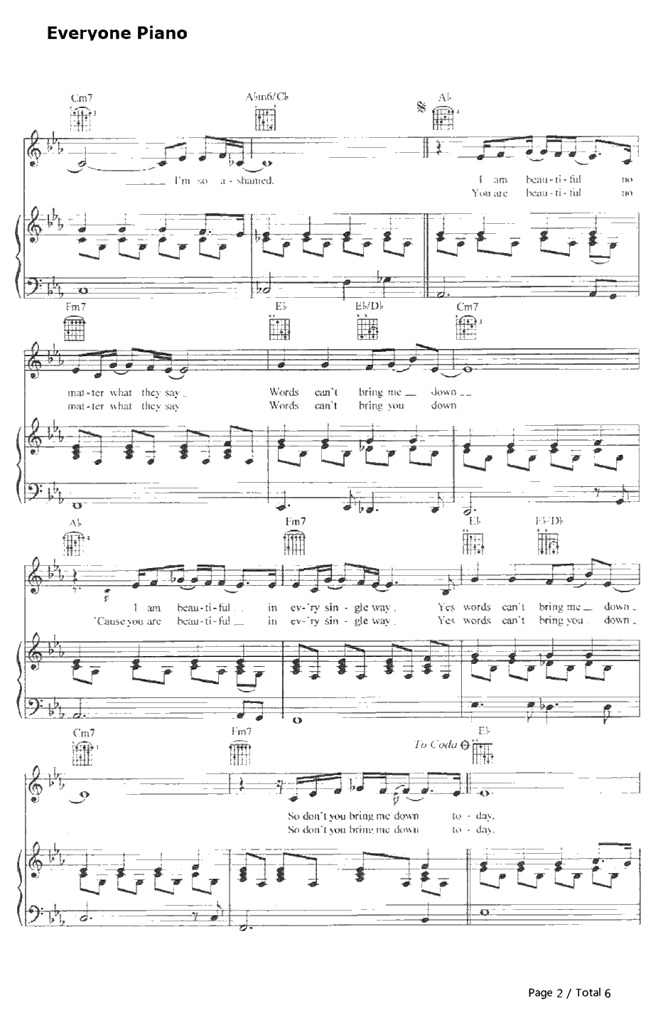 Beautiful钢琴谱-ChristinaAguilera2