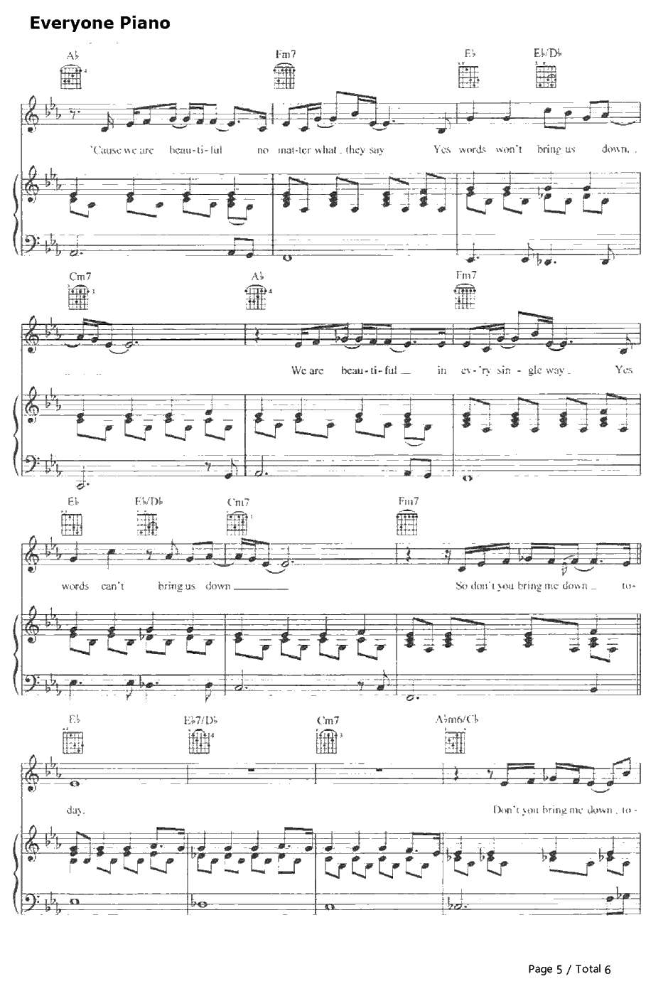 Beautiful钢琴谱-ChristinaAguilera5