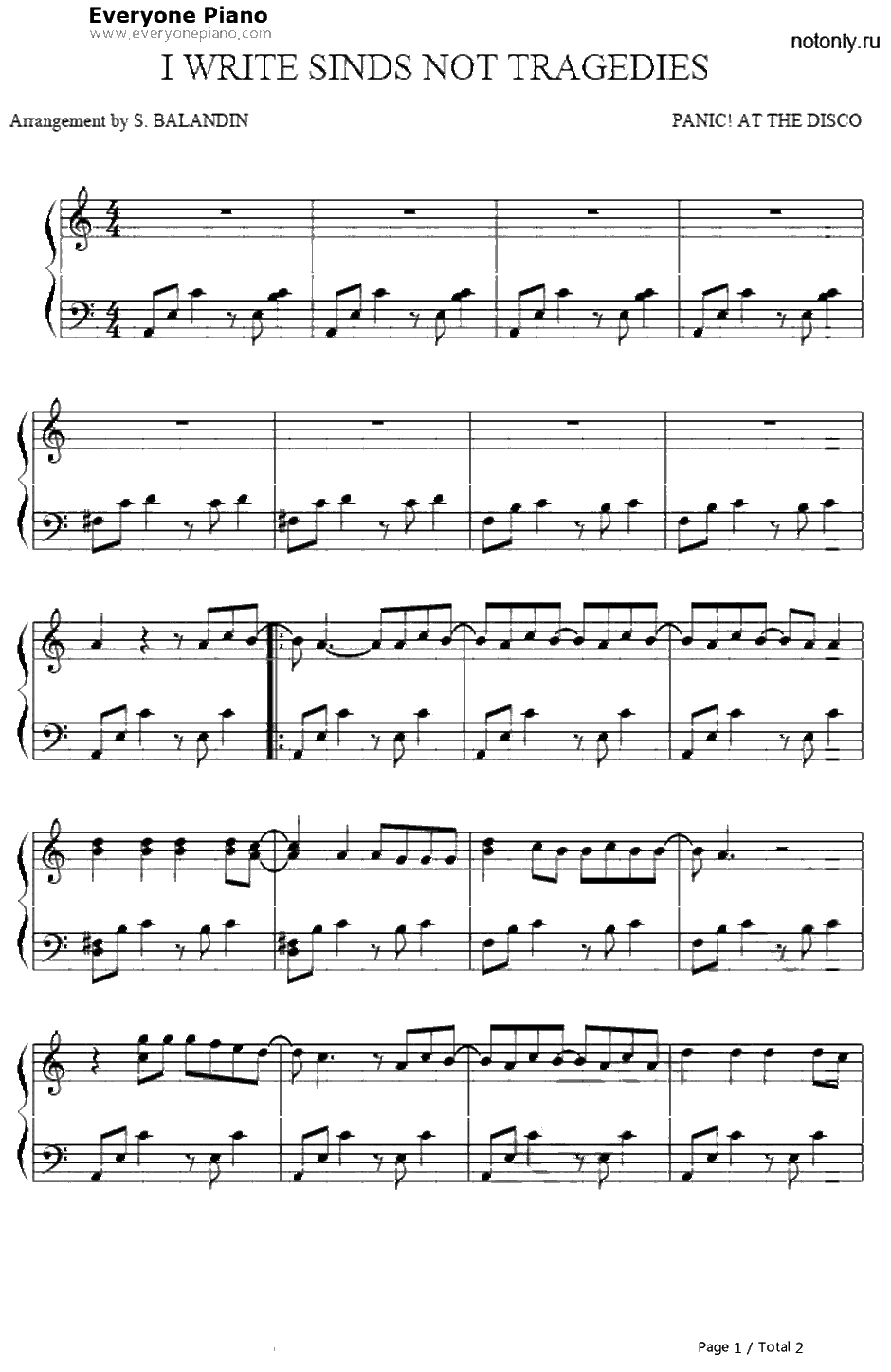 I Write Sins Not Tragedies钢琴谱-PanicattheDisco1