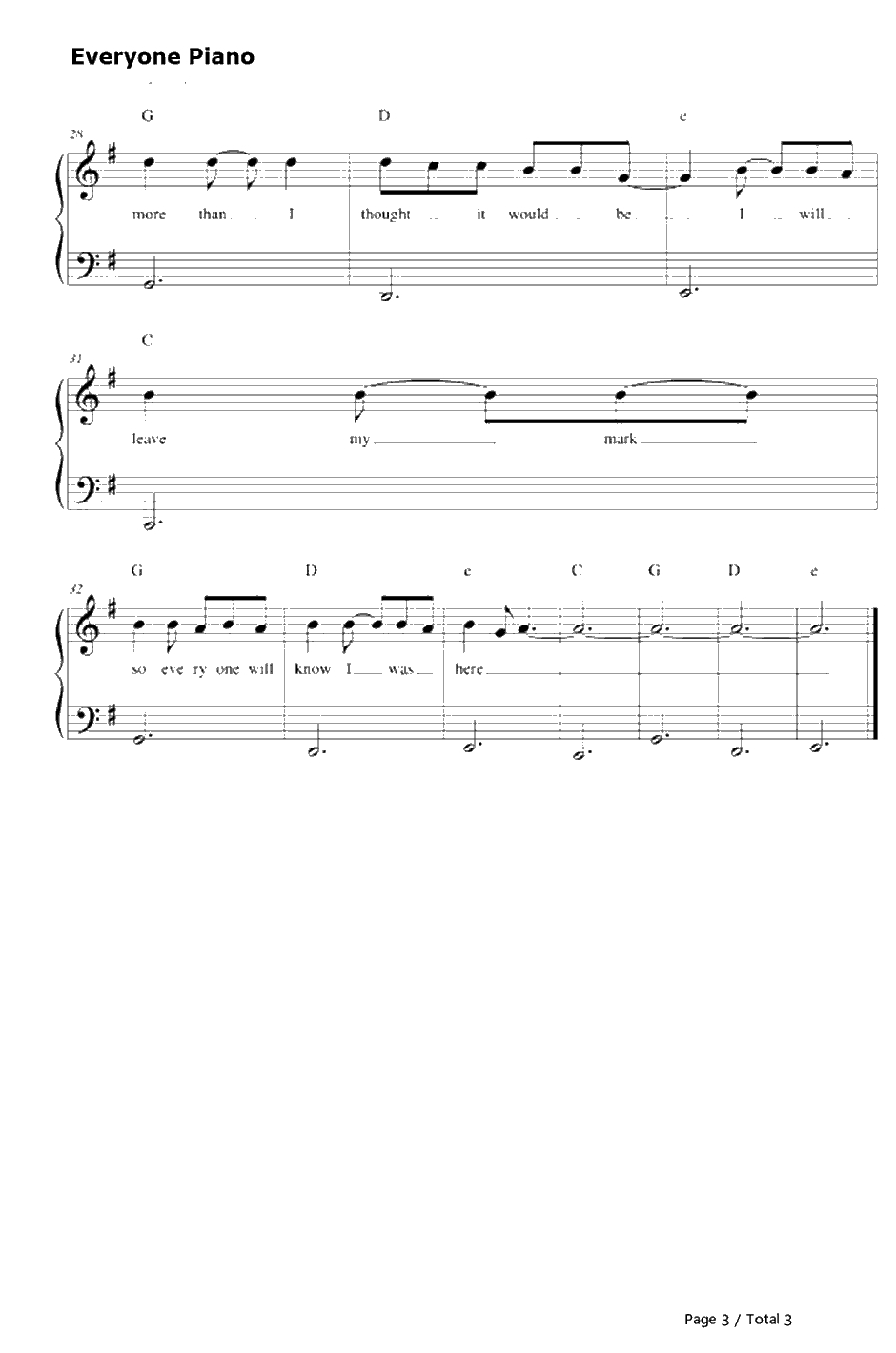 I Was Here钢琴谱-Beyonce3