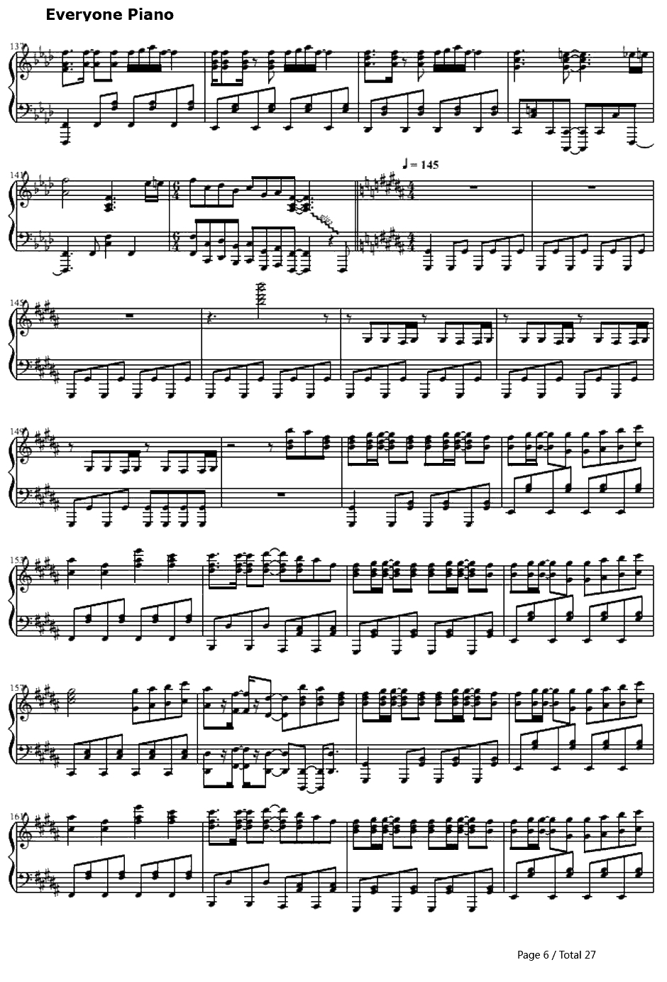 駆け抜けるアニソンメドレー钢琴谱-Anisonmedley6