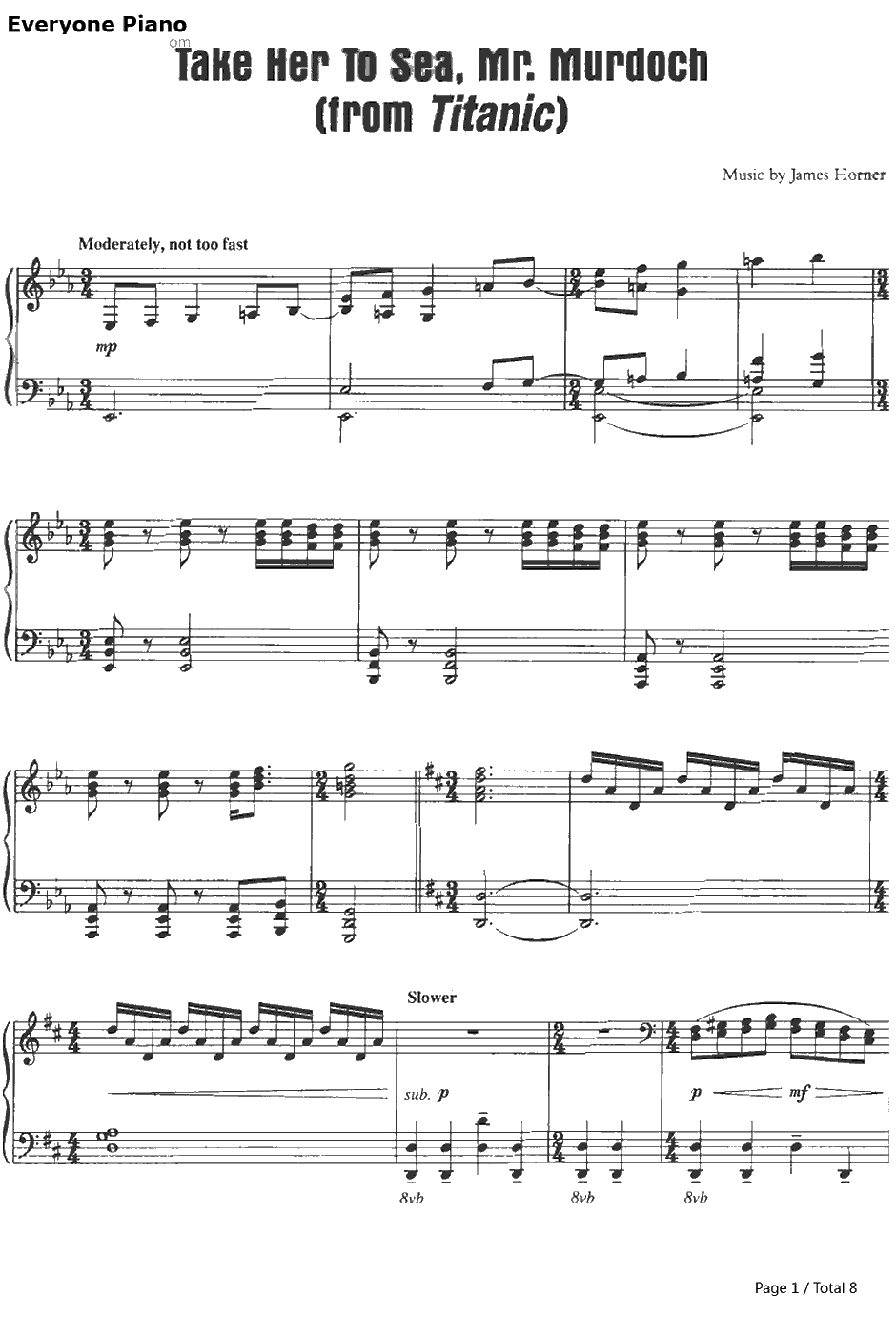 Take Her to Sea Mr.Murdoch钢琴谱-JamesHorner-泰坦尼克号OST1