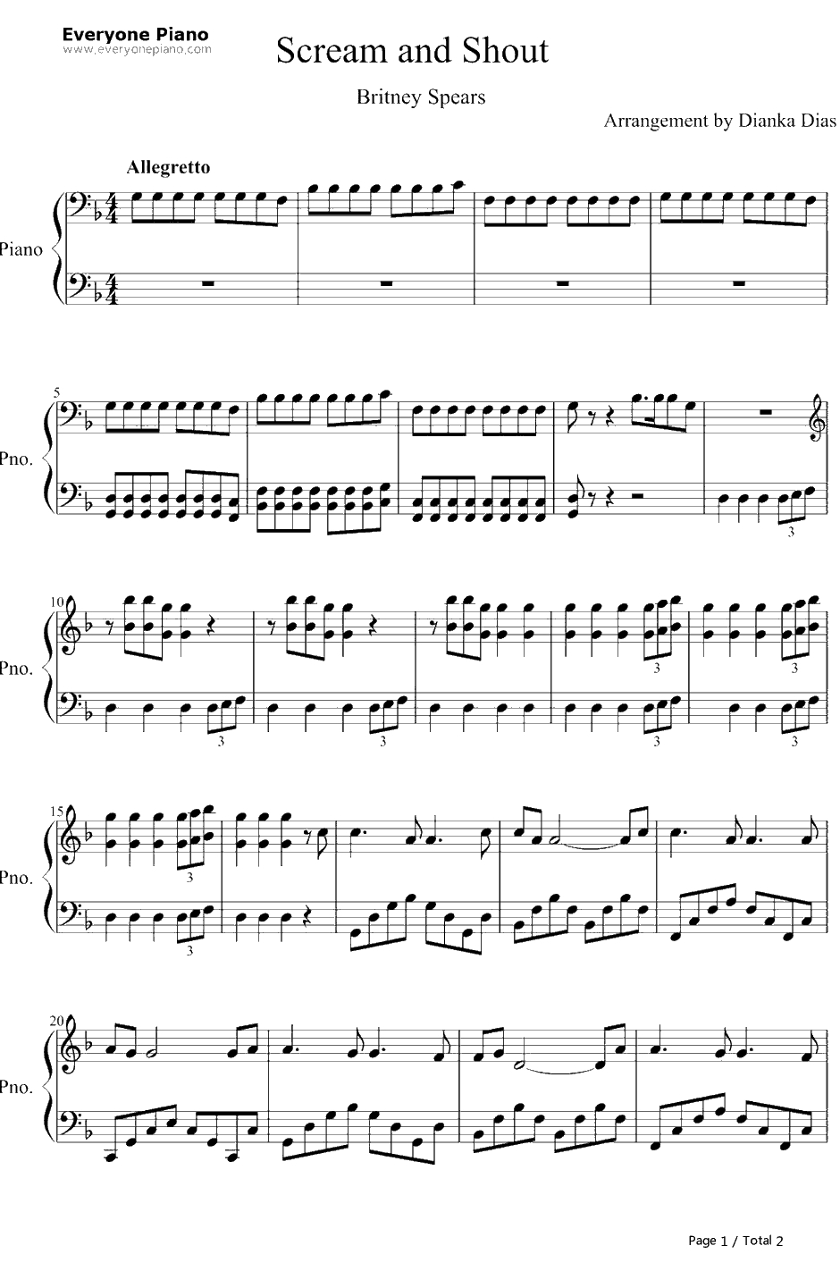 Scream & Shout钢琴谱-Will.I.AmBritneySpears1