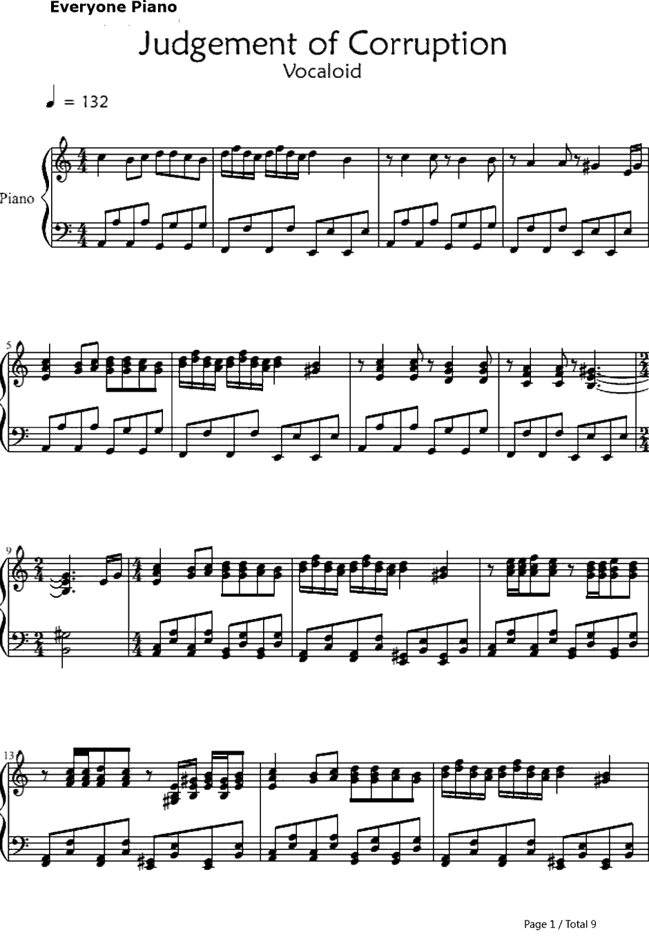 悪徳のジャッジメント钢琴谱-KAITO1