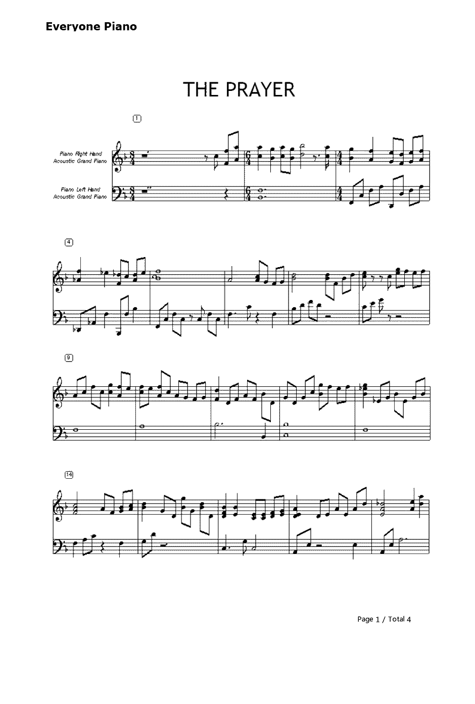 The Prayer钢琴谱-CelineDionAndreaBocelli1