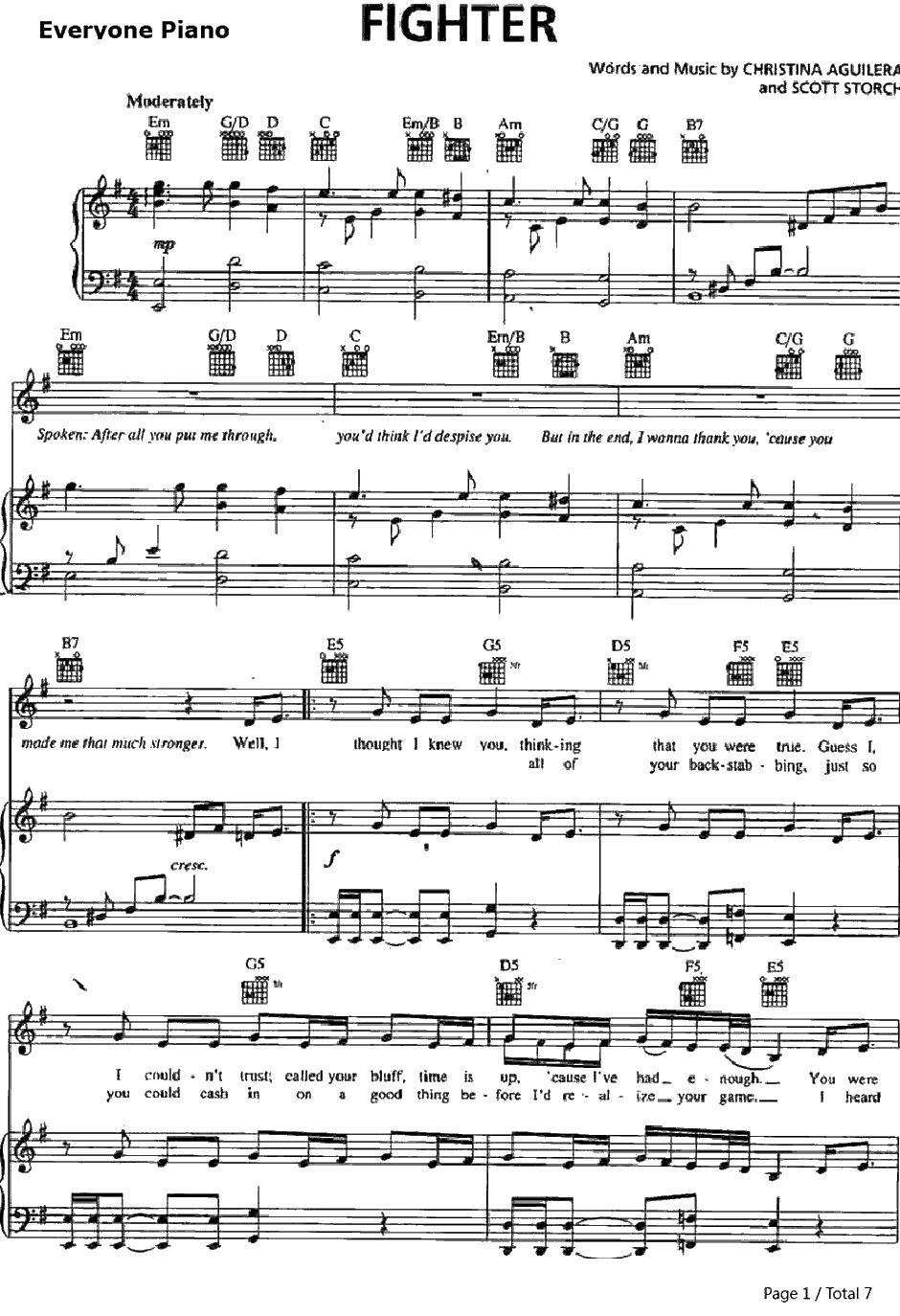 Fighter钢琴谱-ChristinaAguilera1