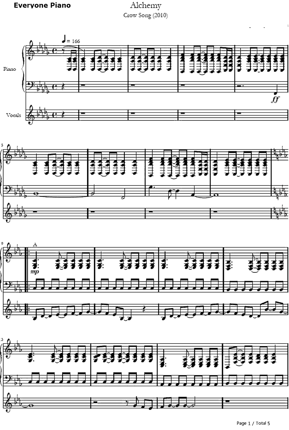 Alchemy钢琴谱-GirlsDeadMonster（marina）-AngelBeats!插曲1