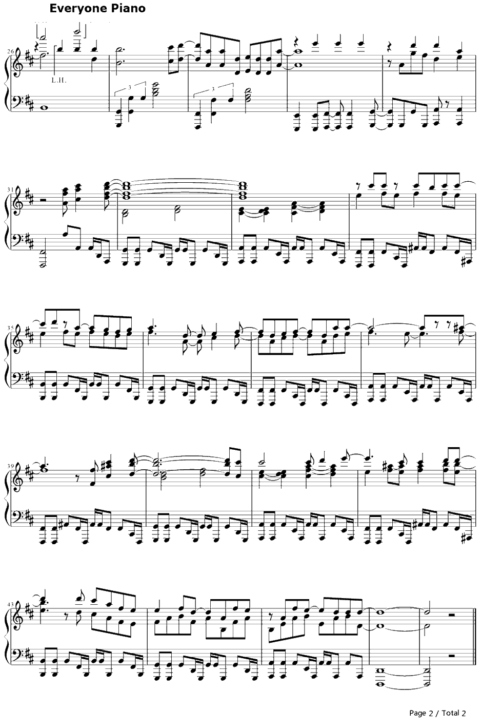 三つ葉の結びめ钢琴谱-やなぎなぎ-来自风平浪静的明天ED2