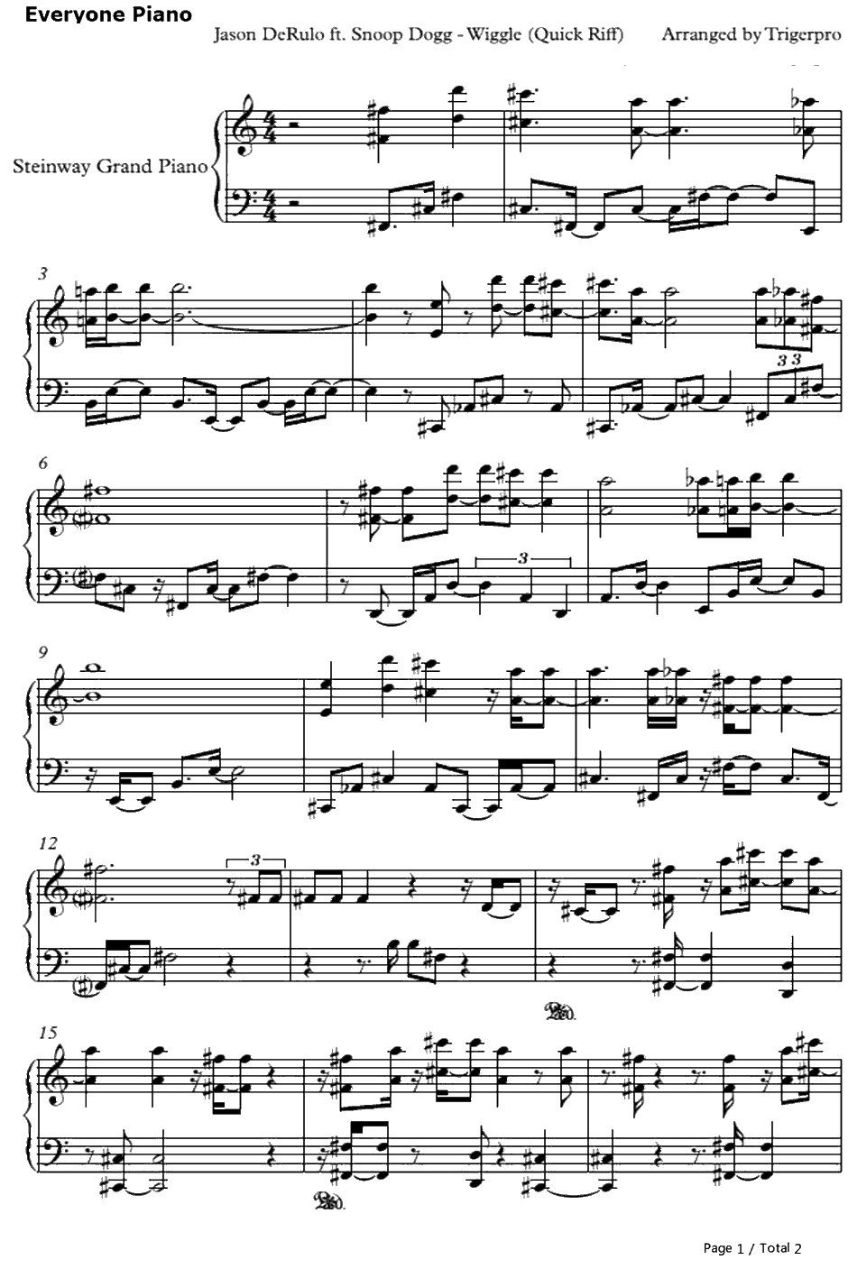 Wiggle钢琴谱-JasonDeRuloft.SnoopDogg1