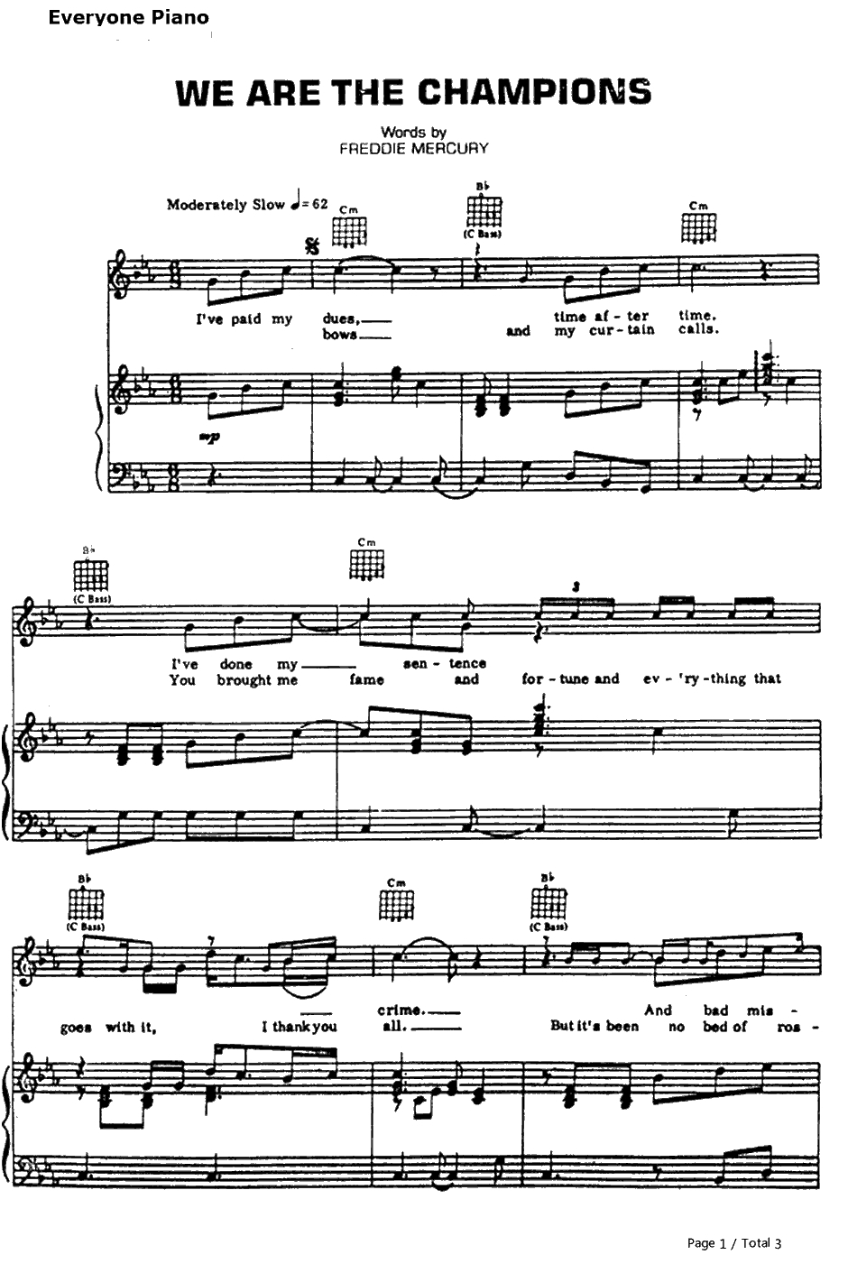 We Are the Champions钢琴谱-Queen1