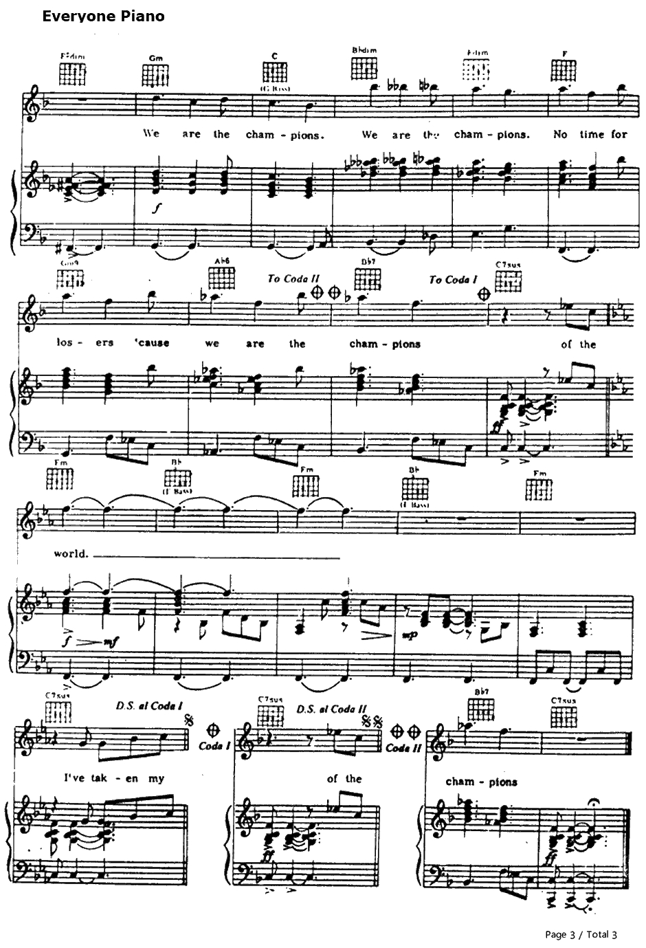 We Are the Champions钢琴谱-Queen3