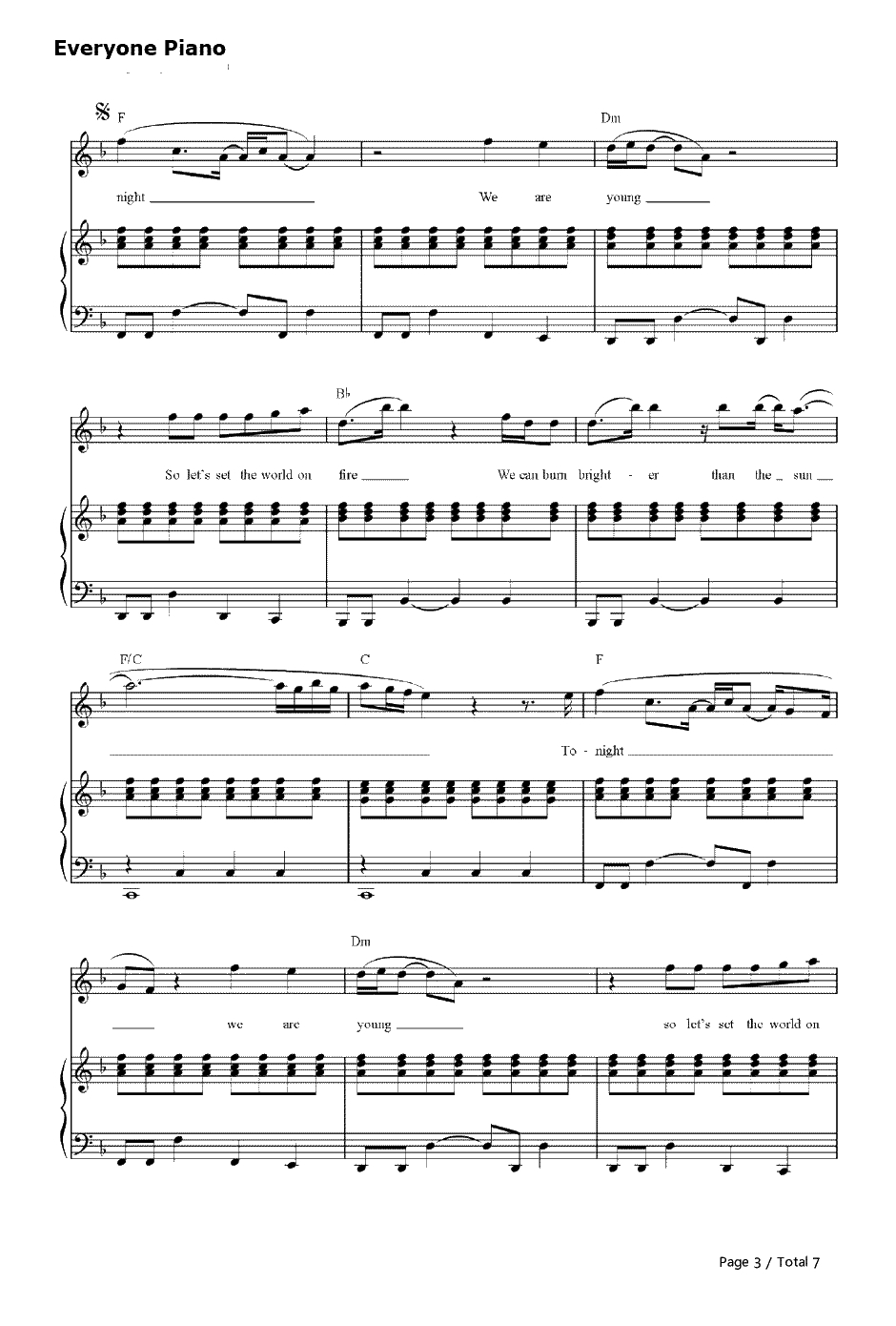 We Are Young钢琴谱-FunGlee3