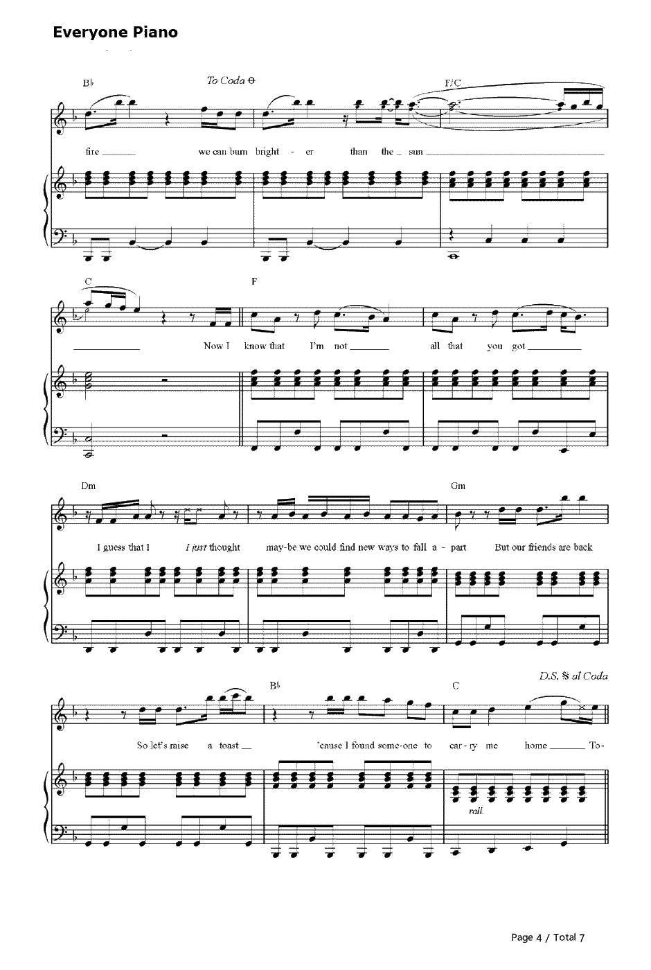 We Are Young钢琴谱-FunGlee4