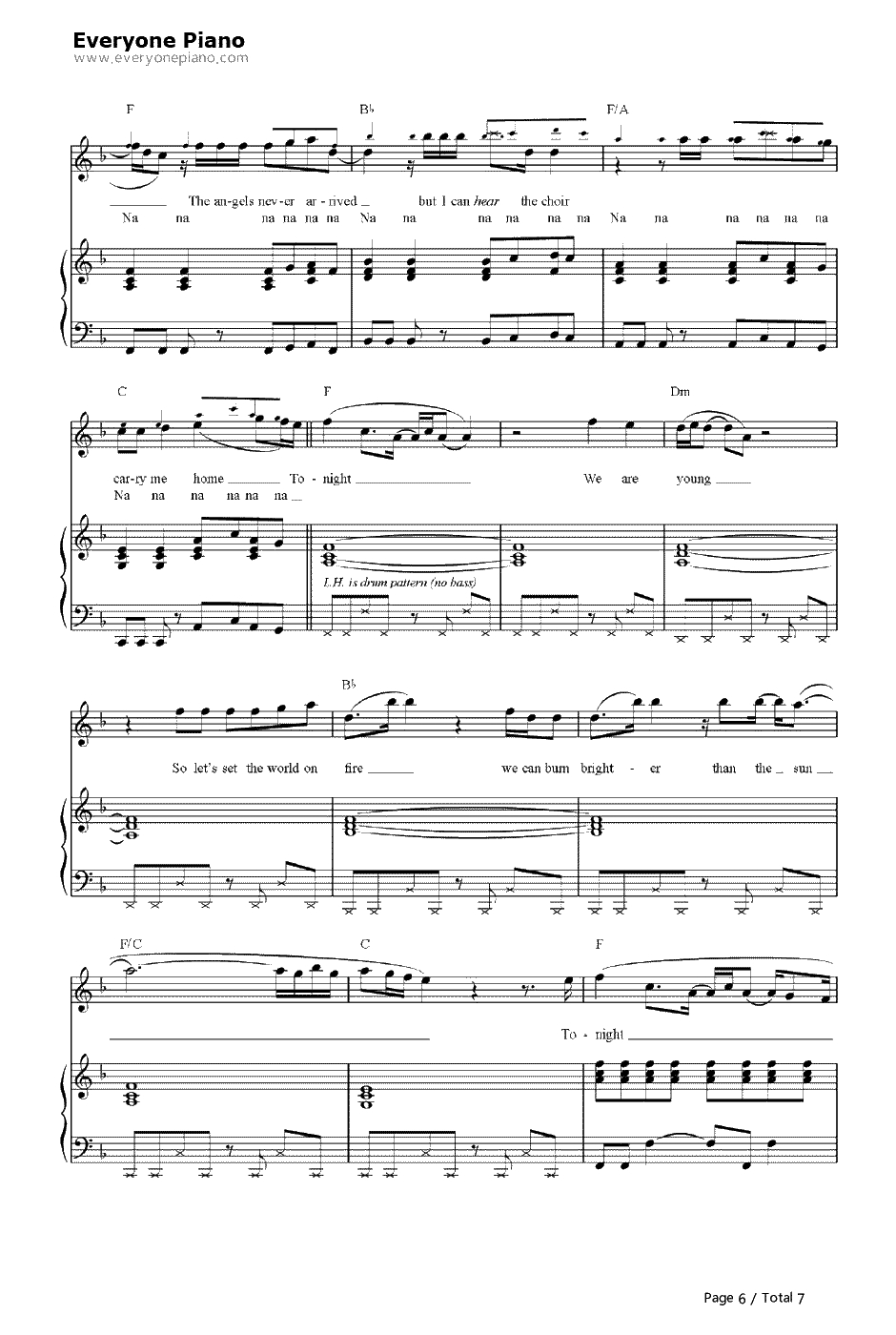 We Are Young钢琴谱-FunGlee6