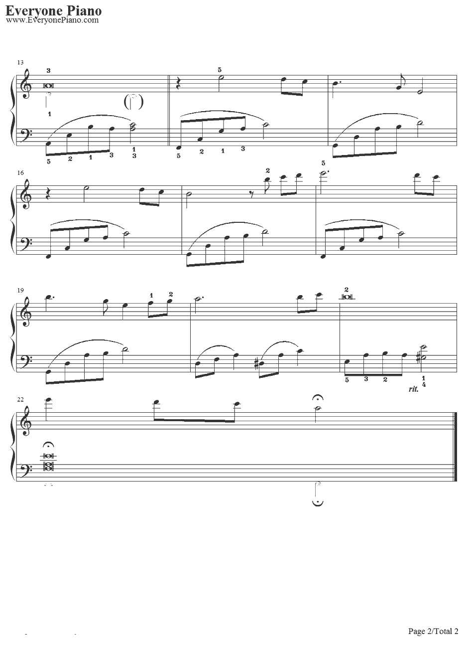 哀歌钢琴谱-和田薫-犬夜叉2