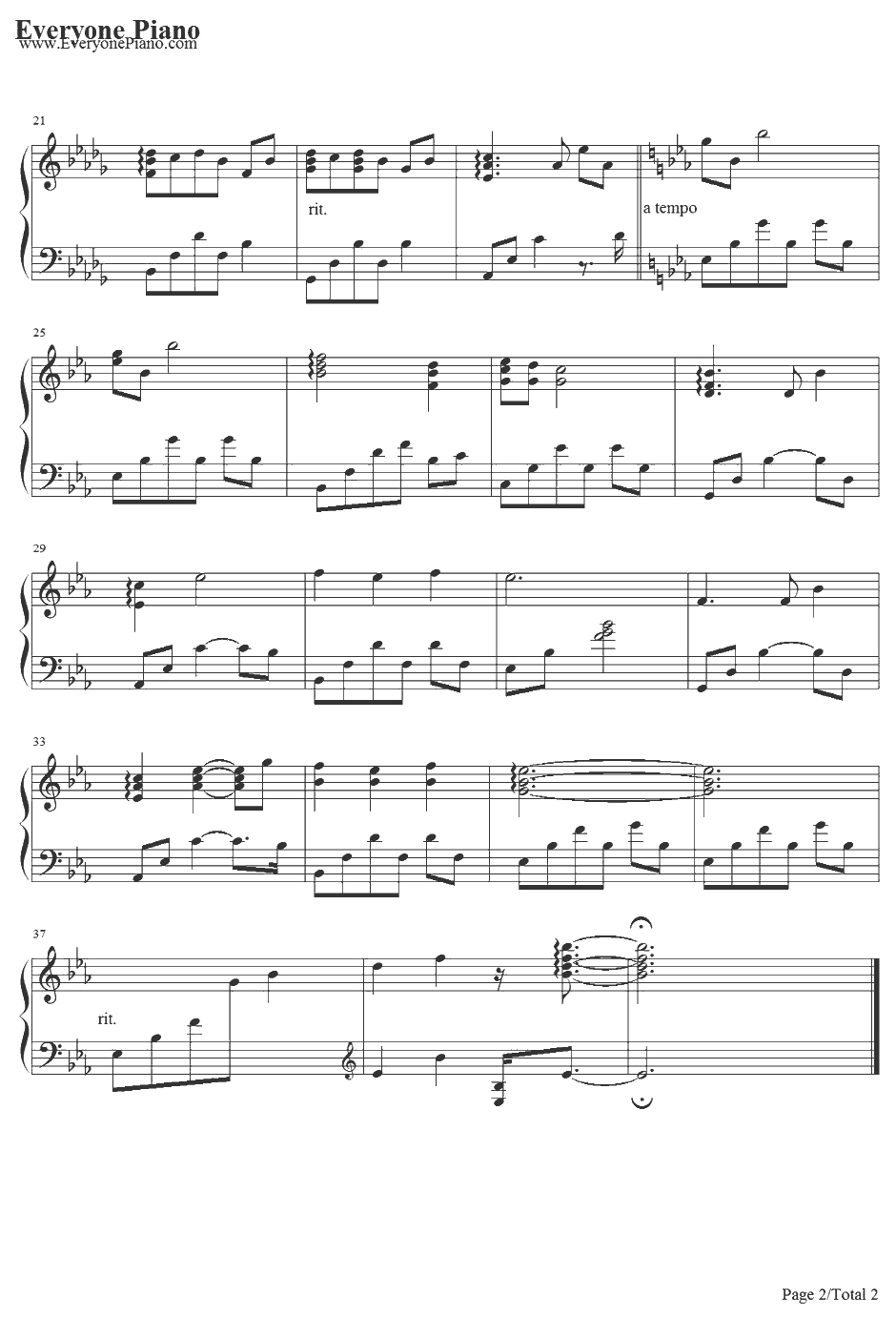 届かない気持ち钢琴谱-天门-秒速5厘米OST2