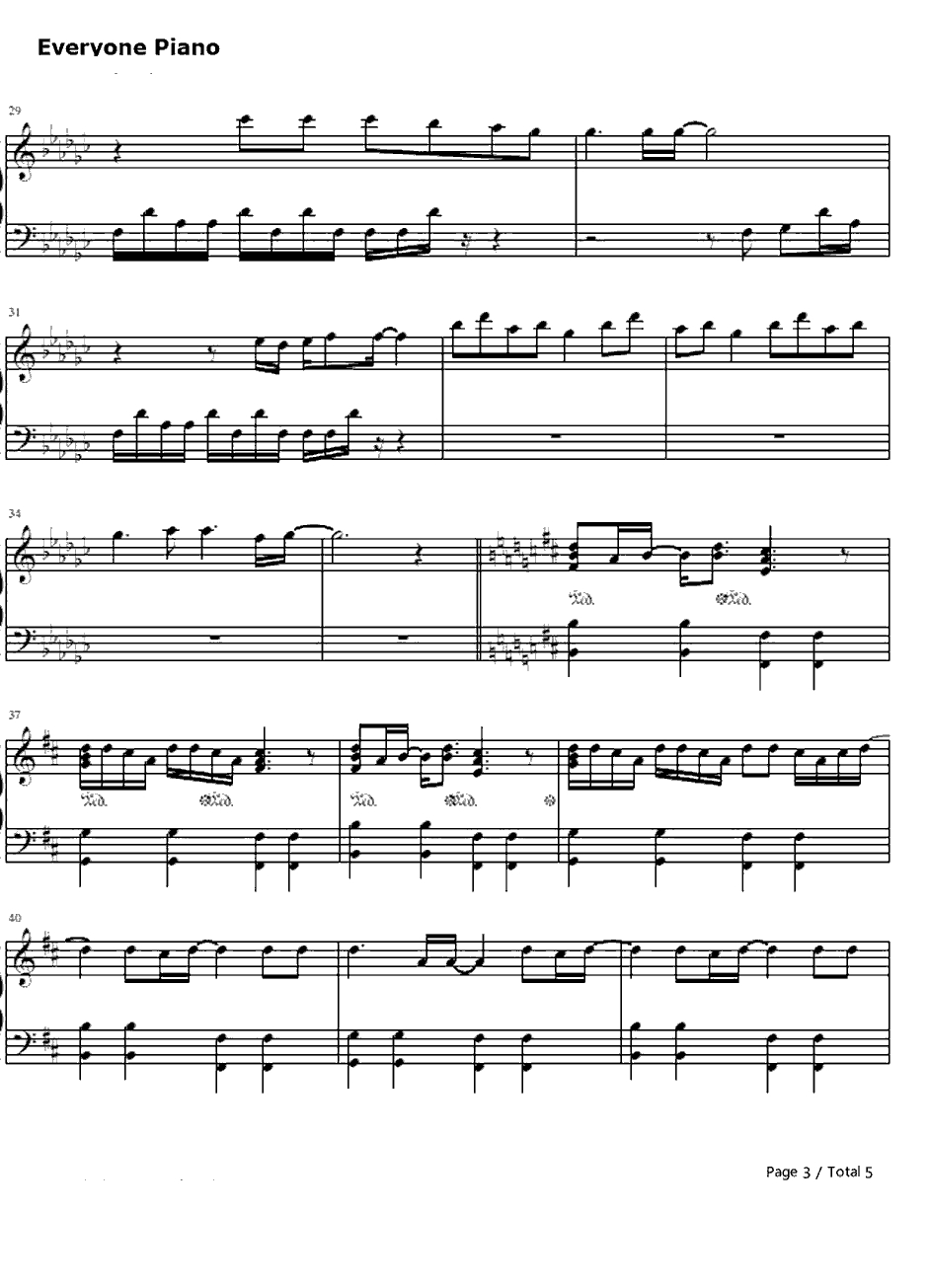 no more words钢琴谱-滨崎步-穿越时空的思念主题曲3