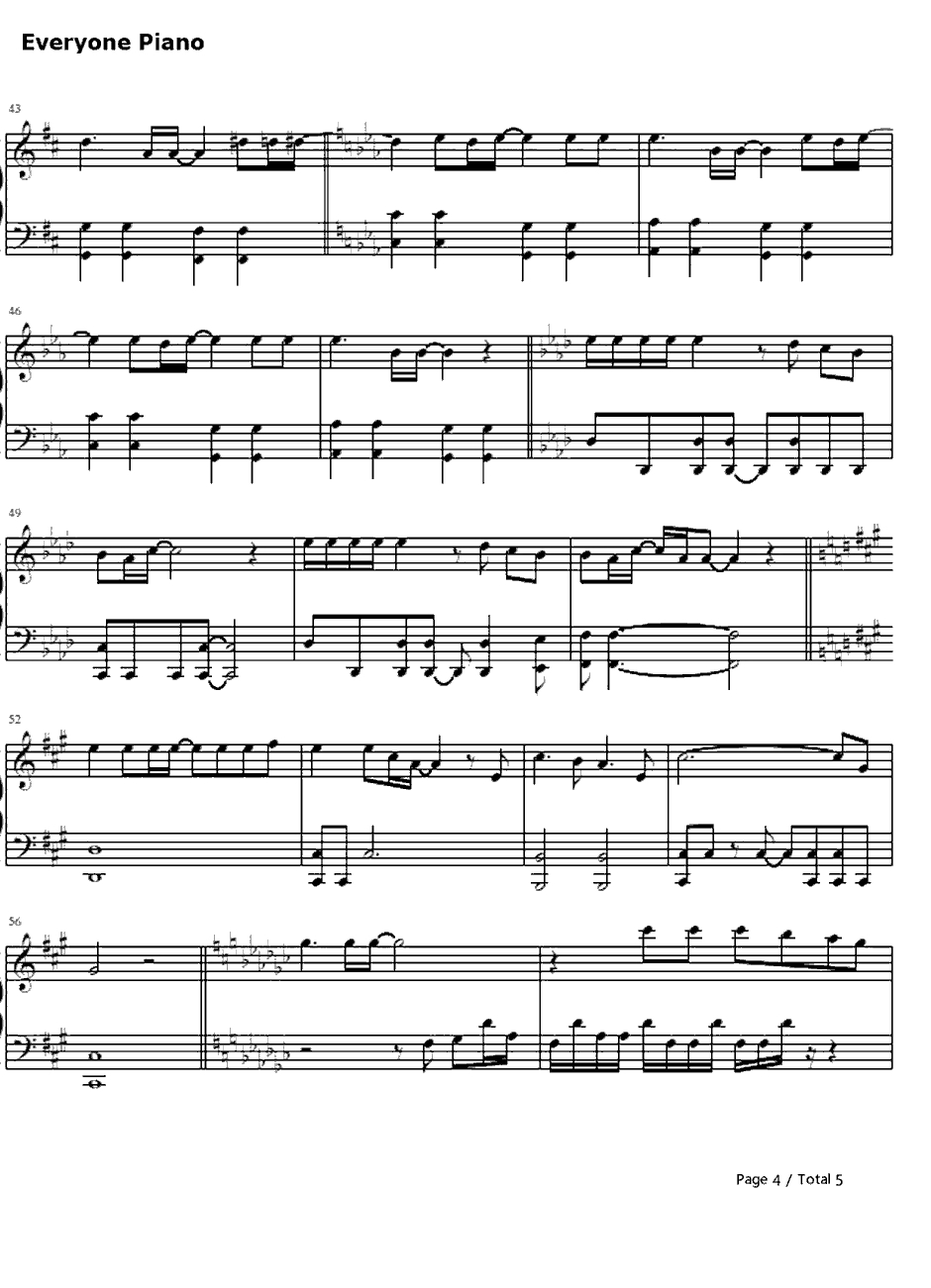 no more words钢琴谱-滨崎步-穿越时空的思念主题曲4