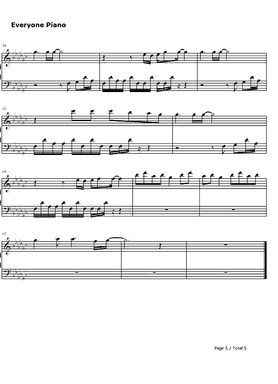 no more words钢琴谱-滨崎步-穿越时空的思念主题曲5