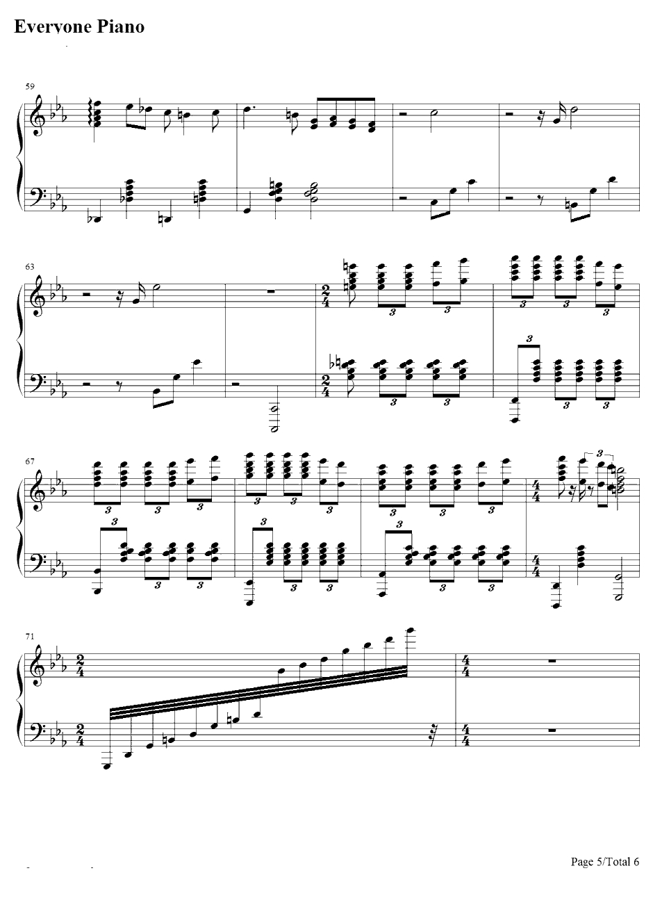 君だけを见ていた钢琴谱-久石让5