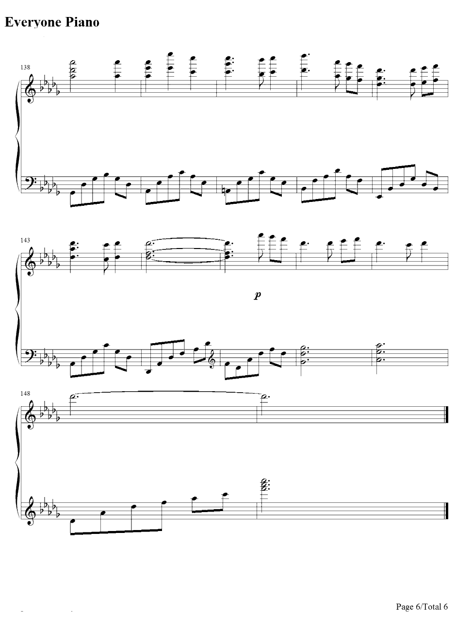 星空のワルツ钢琴谱-栗林美奈实-你所期望的永远ED6