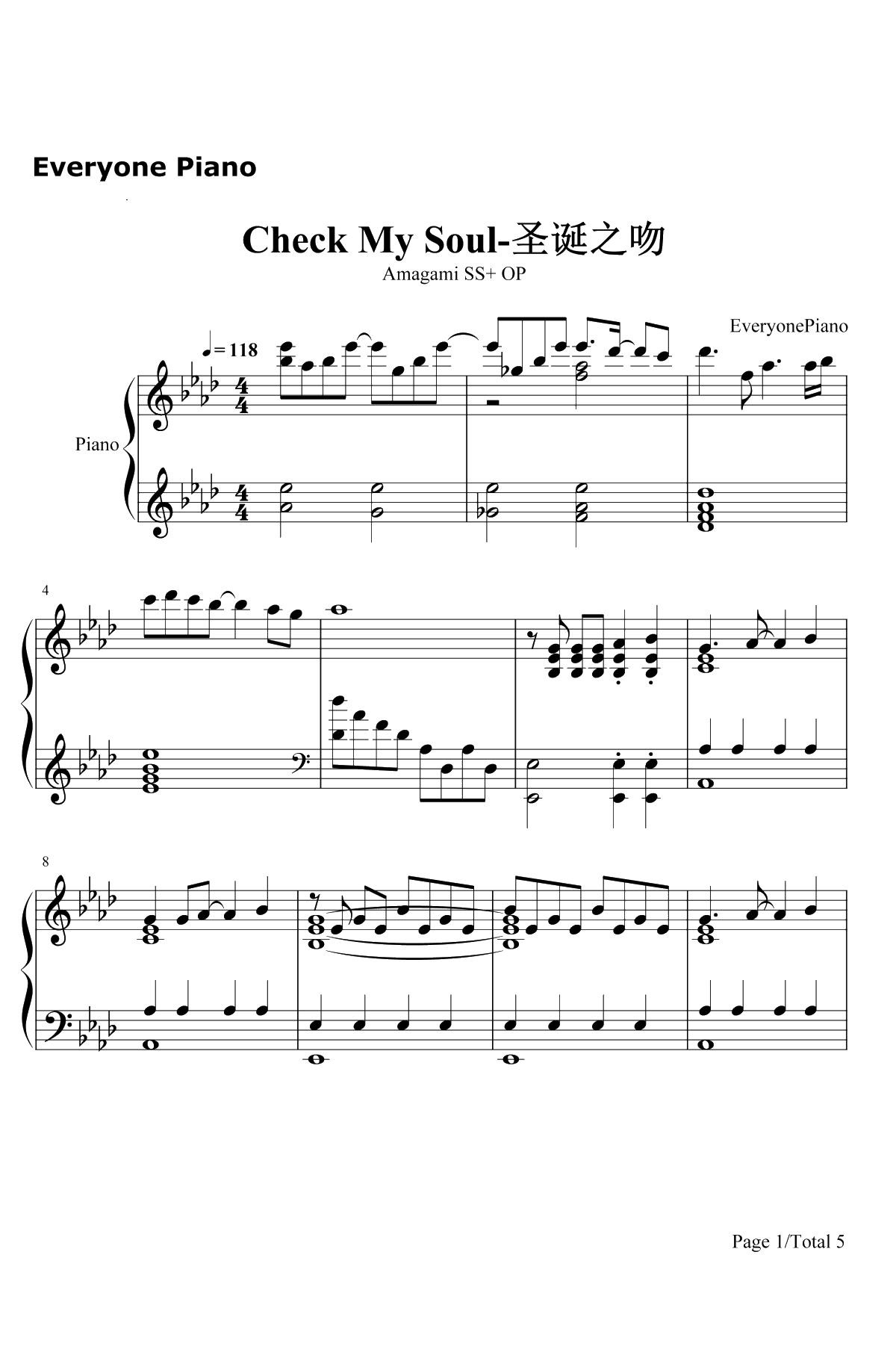 Check My Soul钢琴谱-Azusa-圣诞之吻SS-plusOP1