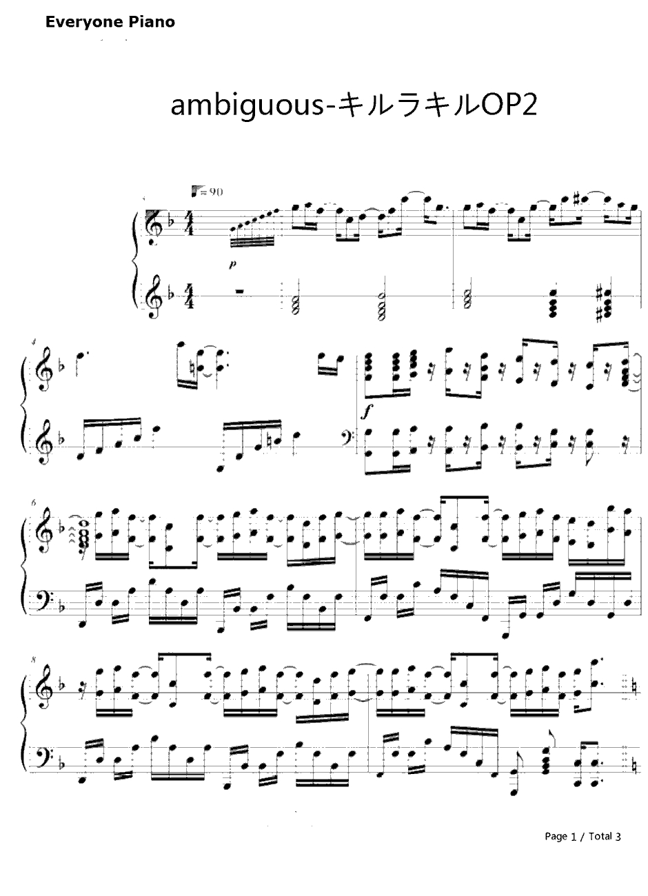 ambiguous钢琴谱-GARNIDELIA-双斩少女OP21