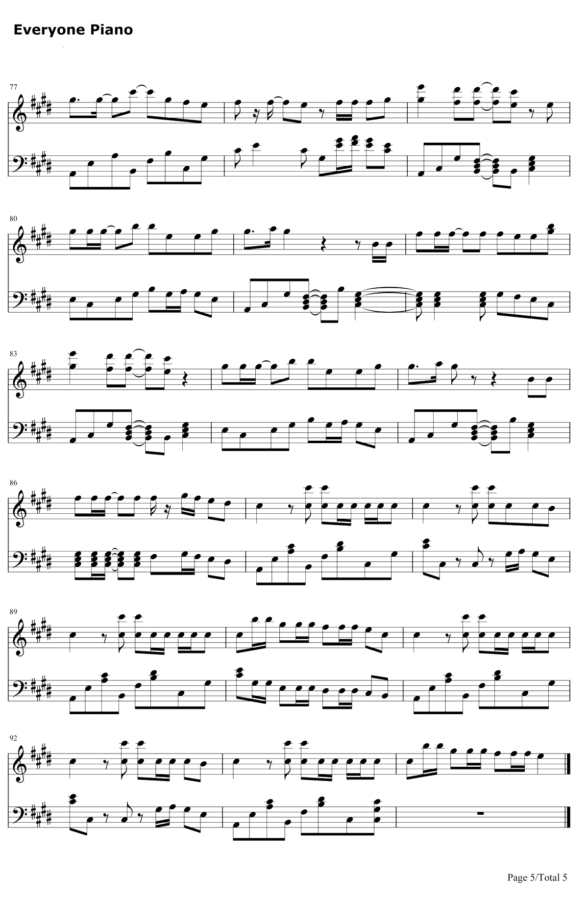 Maps钢琴谱-Maroon5-Maroon5新歌5