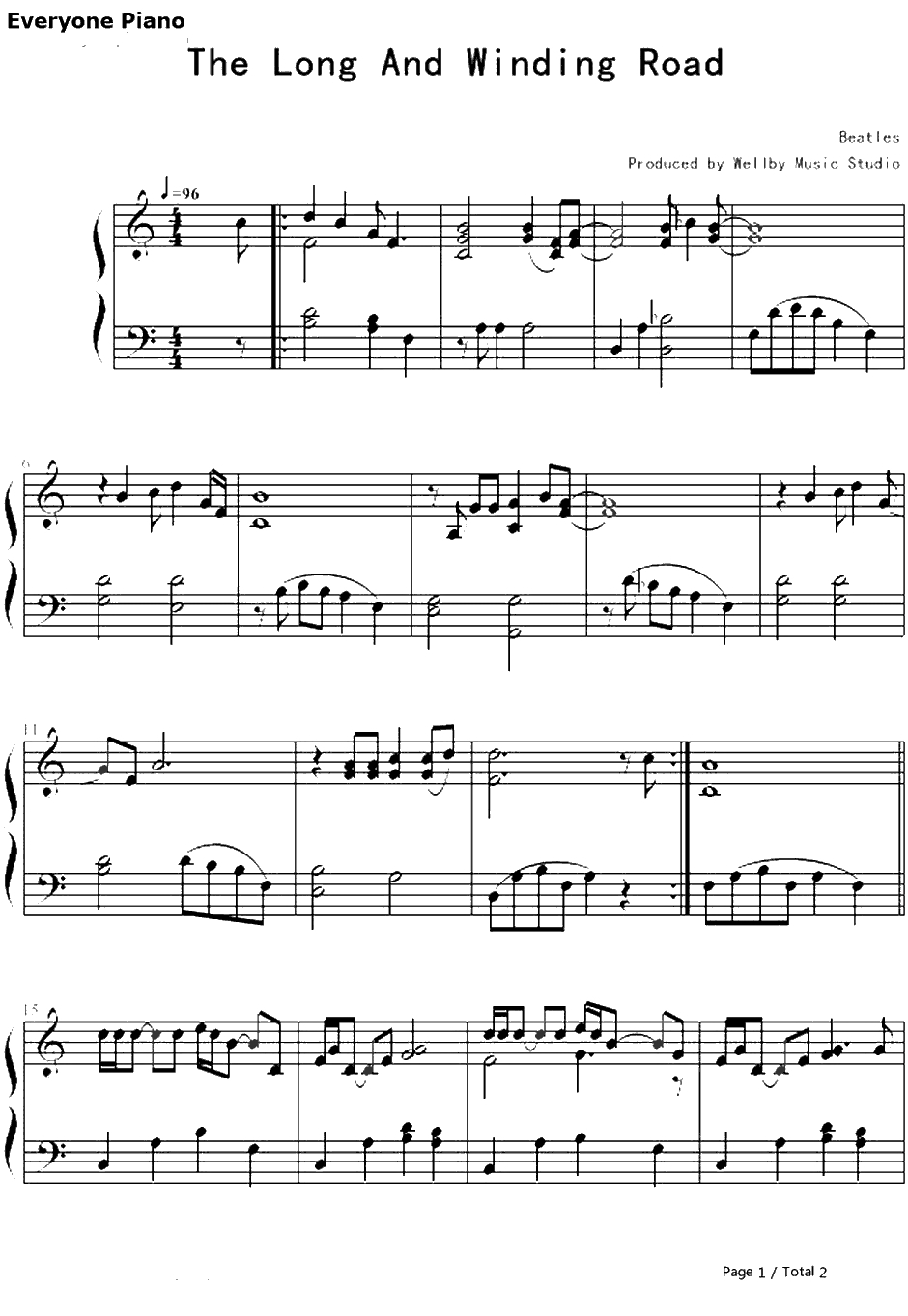 The Long and Win ding Road钢琴谱-TheBeatles1