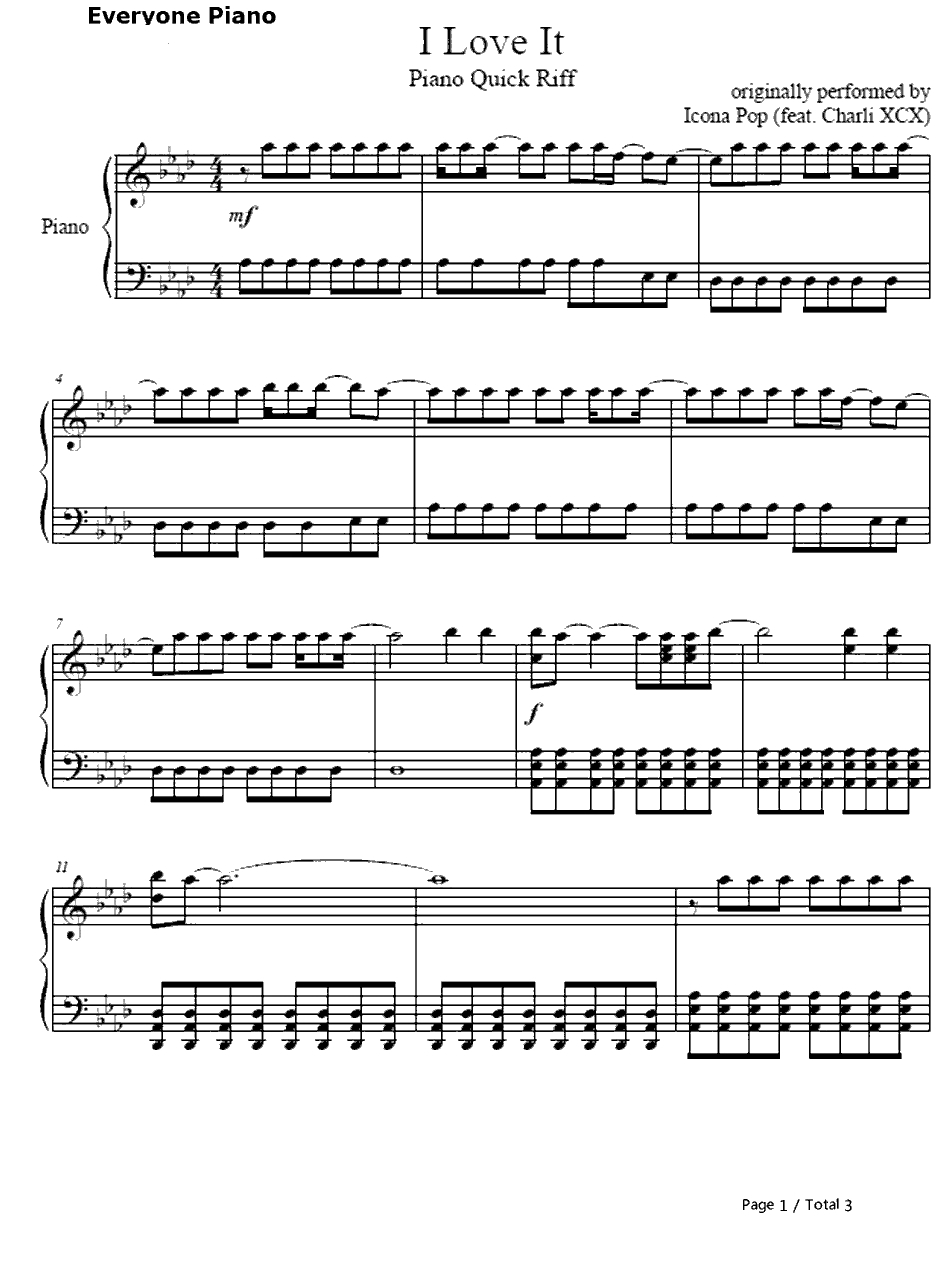 I Love It钢琴谱-IconaPop&CharliXCX1