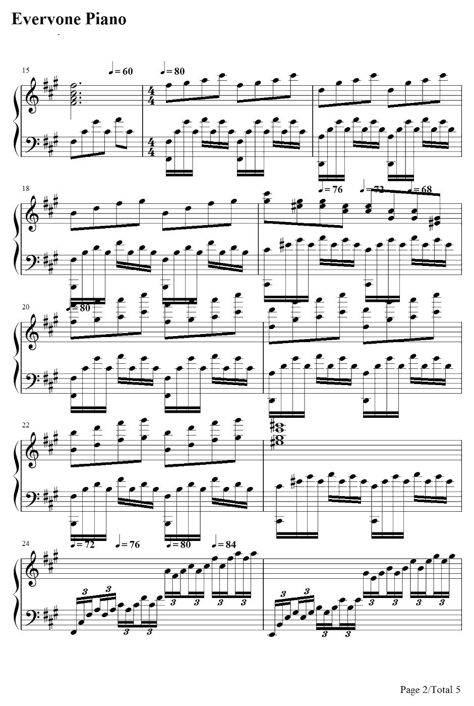 夜空钢琴谱-未知-网友原创2