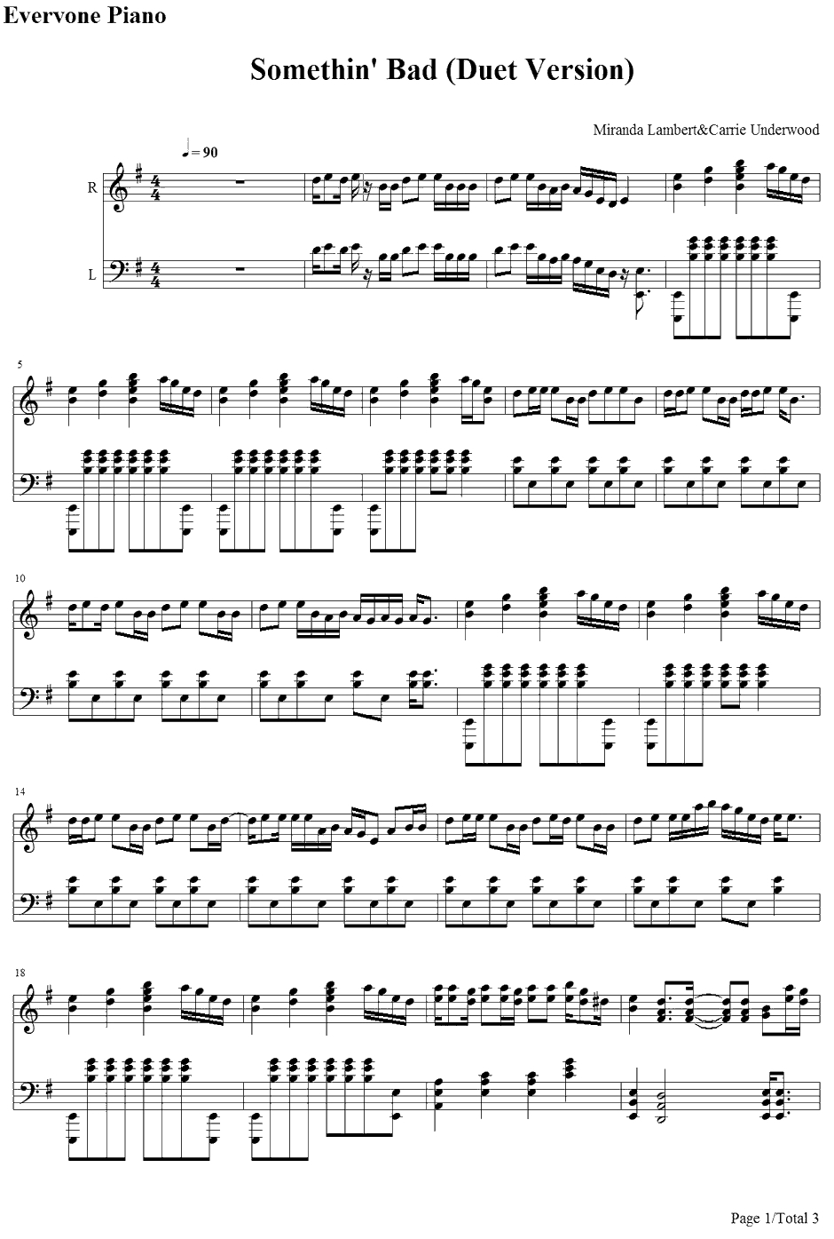 Something Bad钢琴谱-MirandaLambert&CarrieUnderwood1