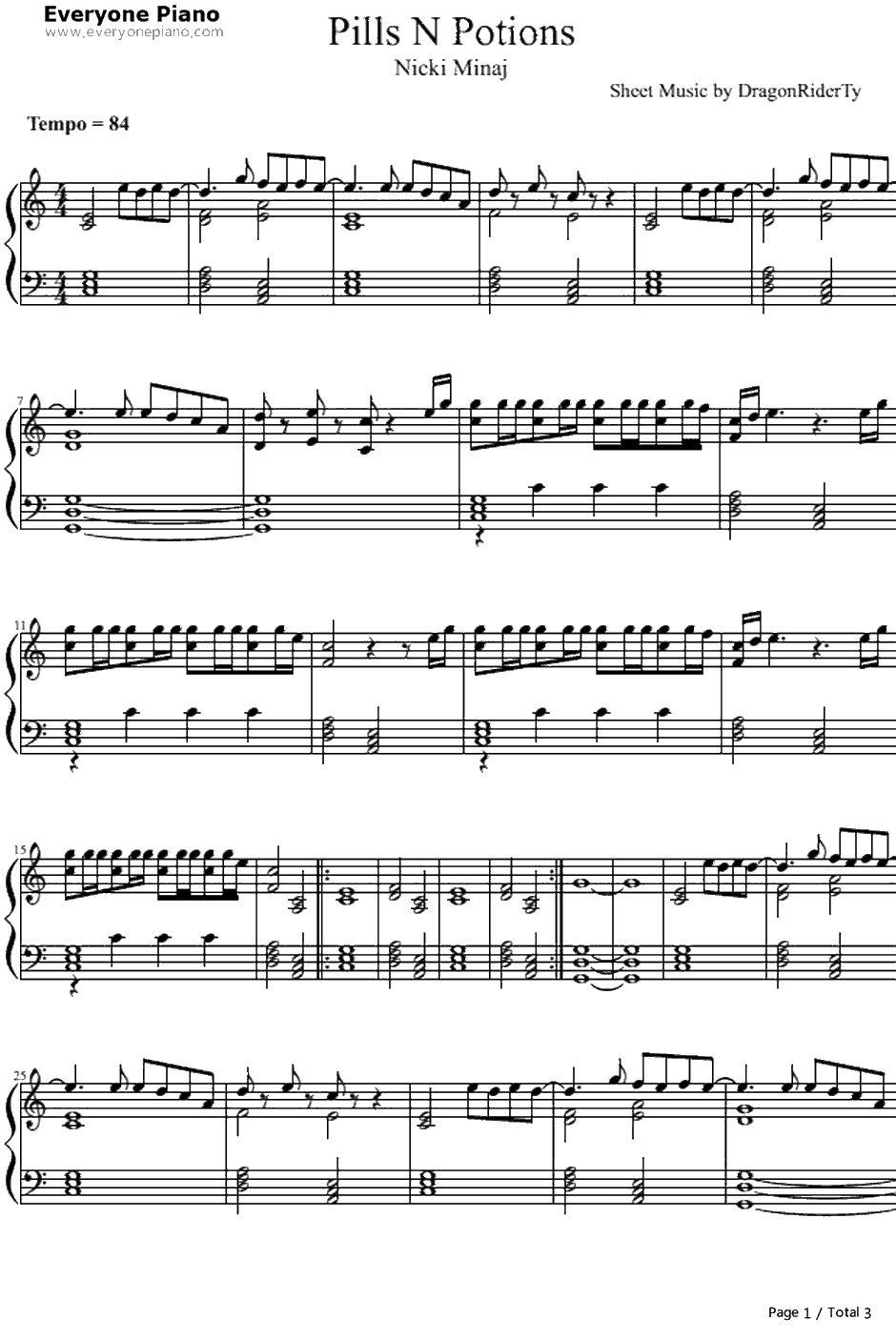 Pills N Potions钢琴谱-NickiMinaj1