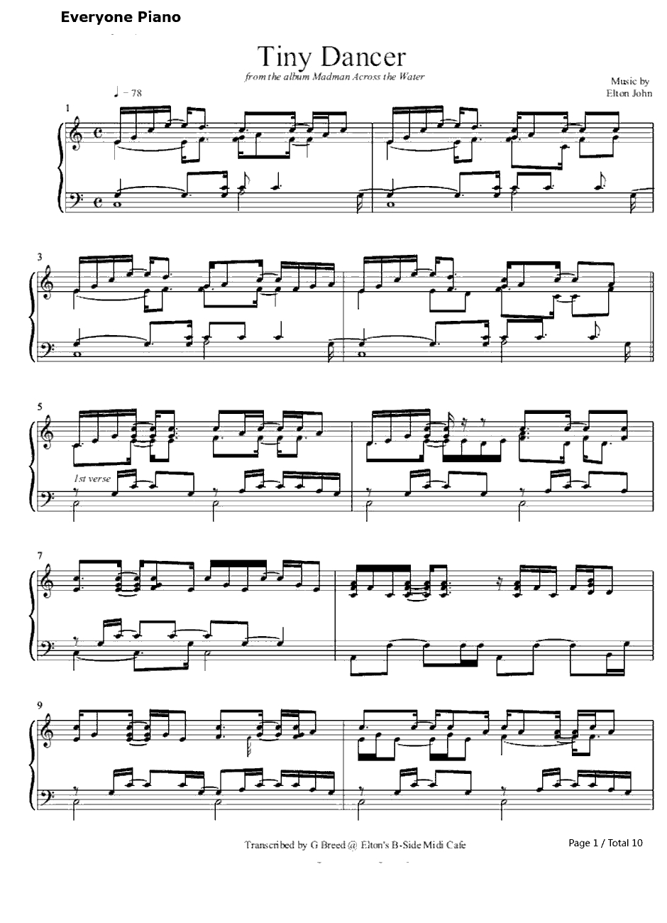 Tiny Dancer钢琴谱-EltonJohn1