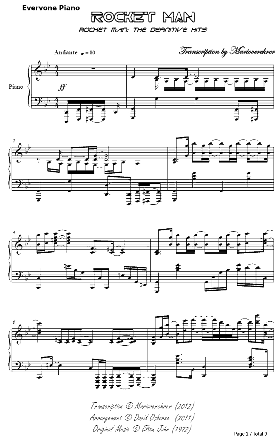 Rocket Man钢琴谱-EltonJohn1